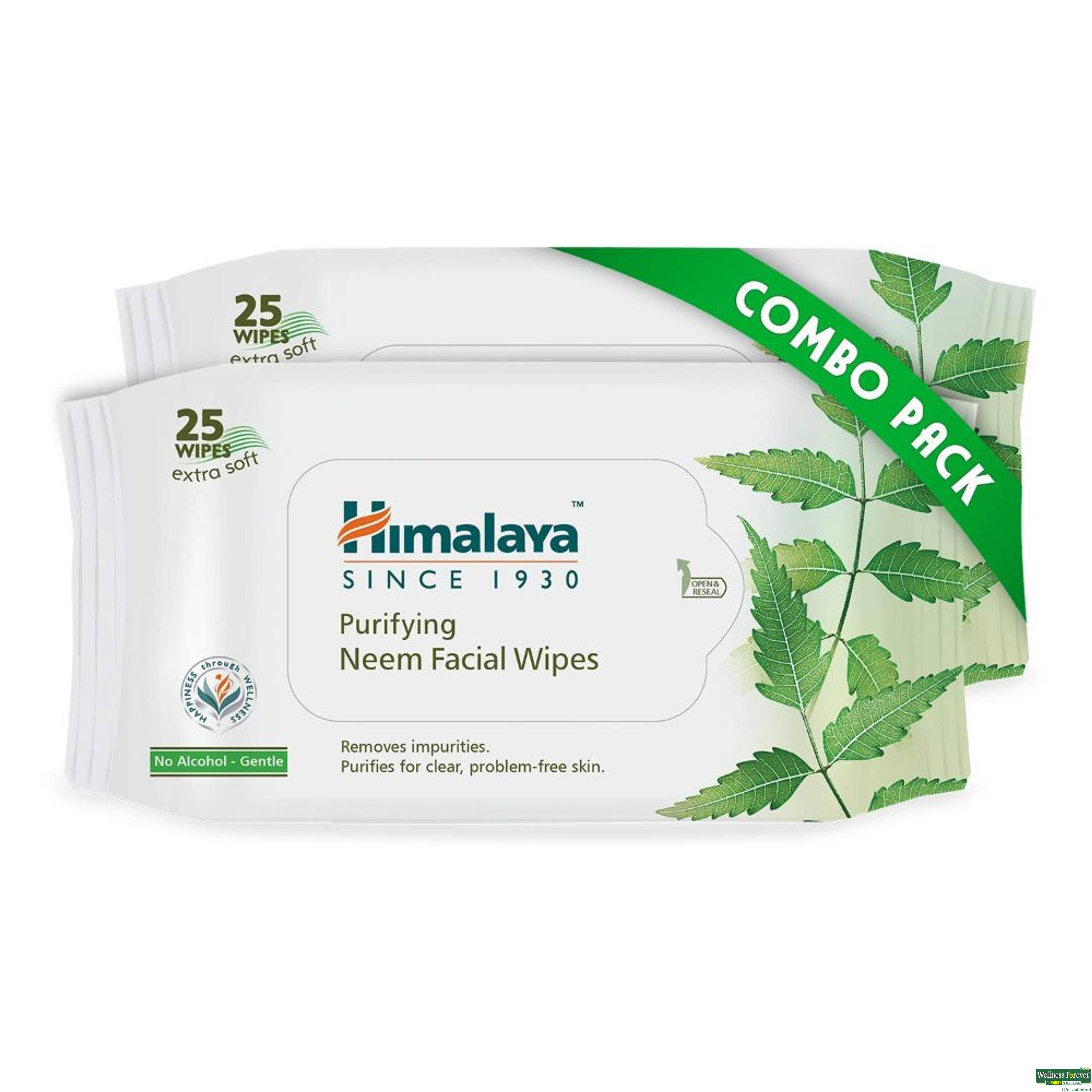 Himalaya Purifying Neem Facial Wipes, 25  Pieces-image