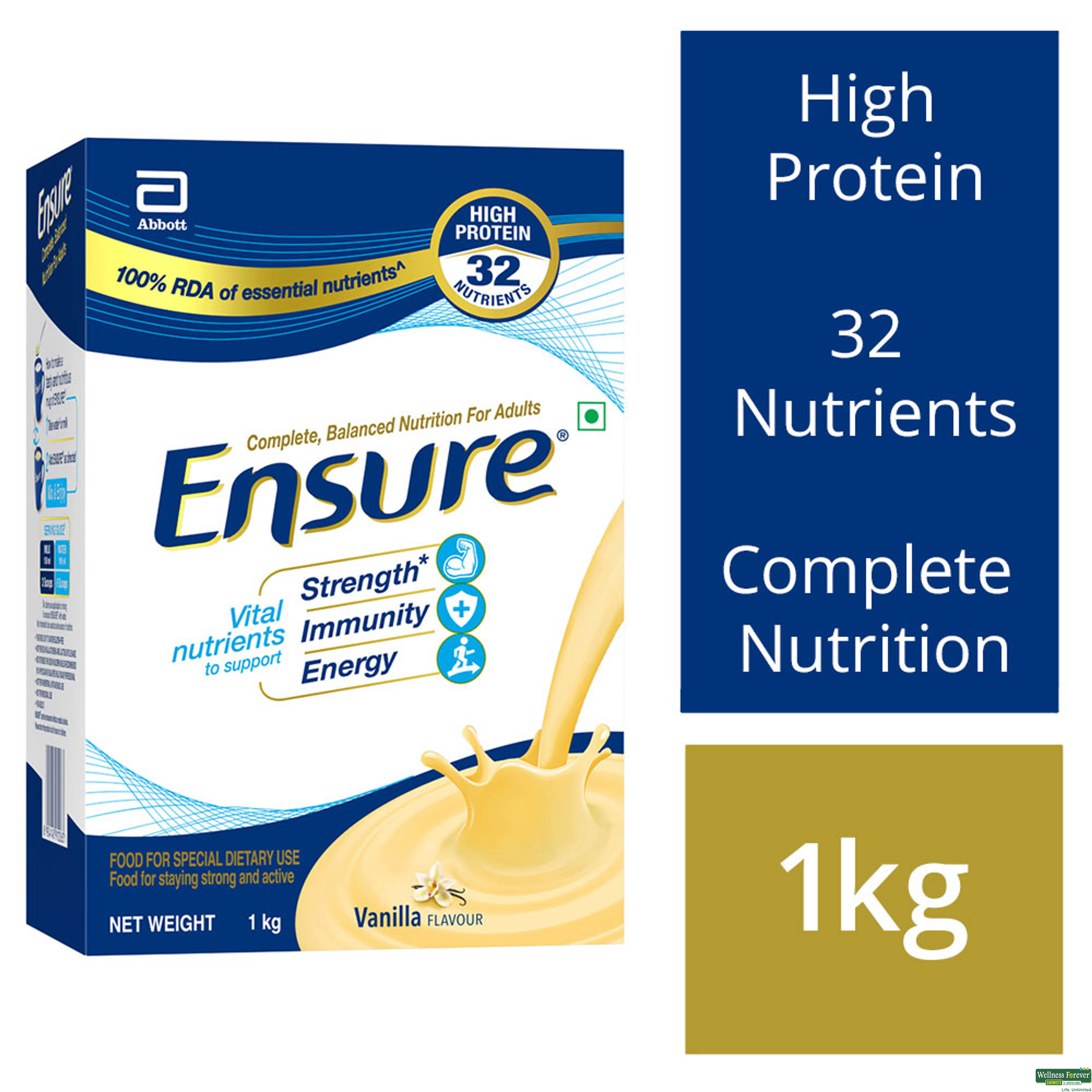 Ensure Balanced Adult Nutrition Health Drink Refill, Vanilla, 1 kg-image