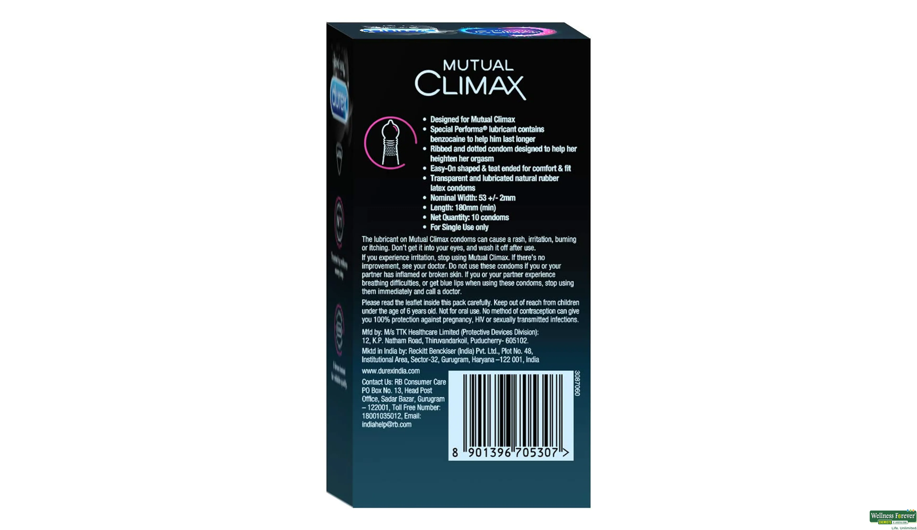 DUREX CONDOM MUTUAL CLIMAX 10PC- 2, 10PC, 