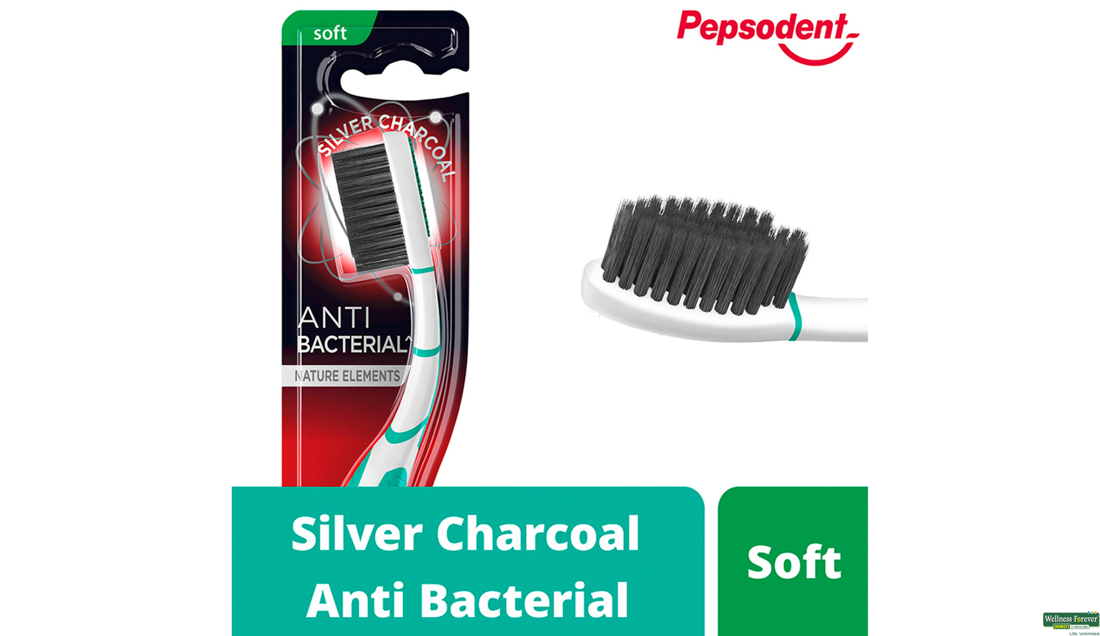 PEPS T/BRUSH SILVER CHARCOAL S 1PC- 1, 1PC, 