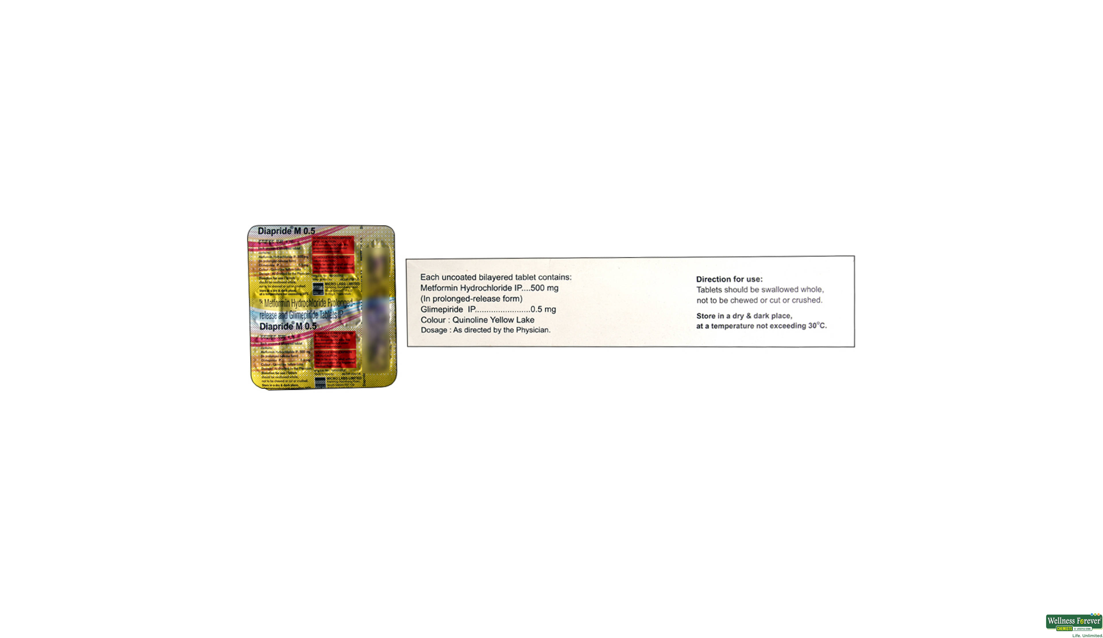 DIAPRIDE-M 0.5MG 15TAB- 2, 15TAB, 