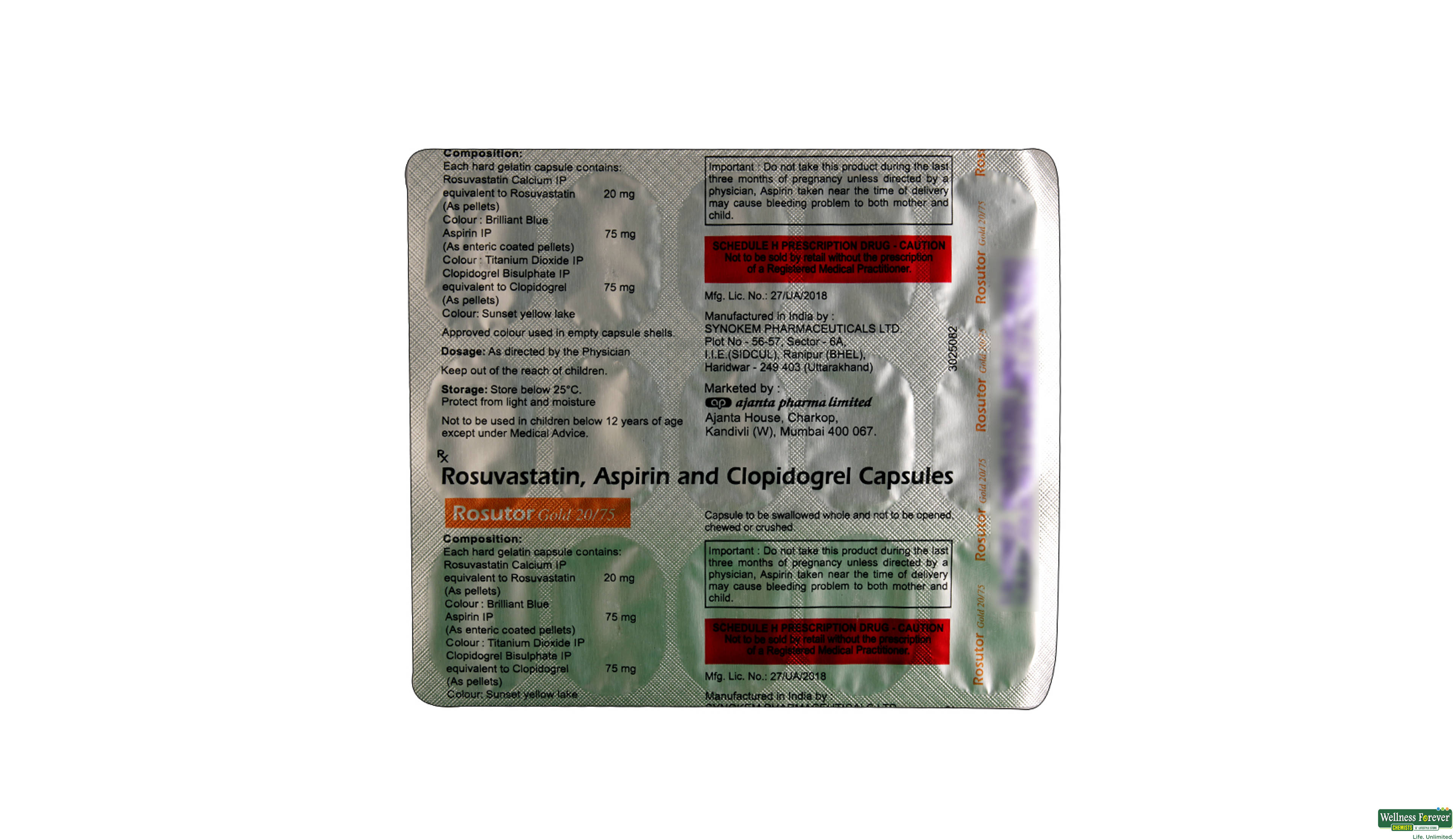 ROSUTOR-GOLD 20/75MG 15CAP- 2, 15CAP, 
