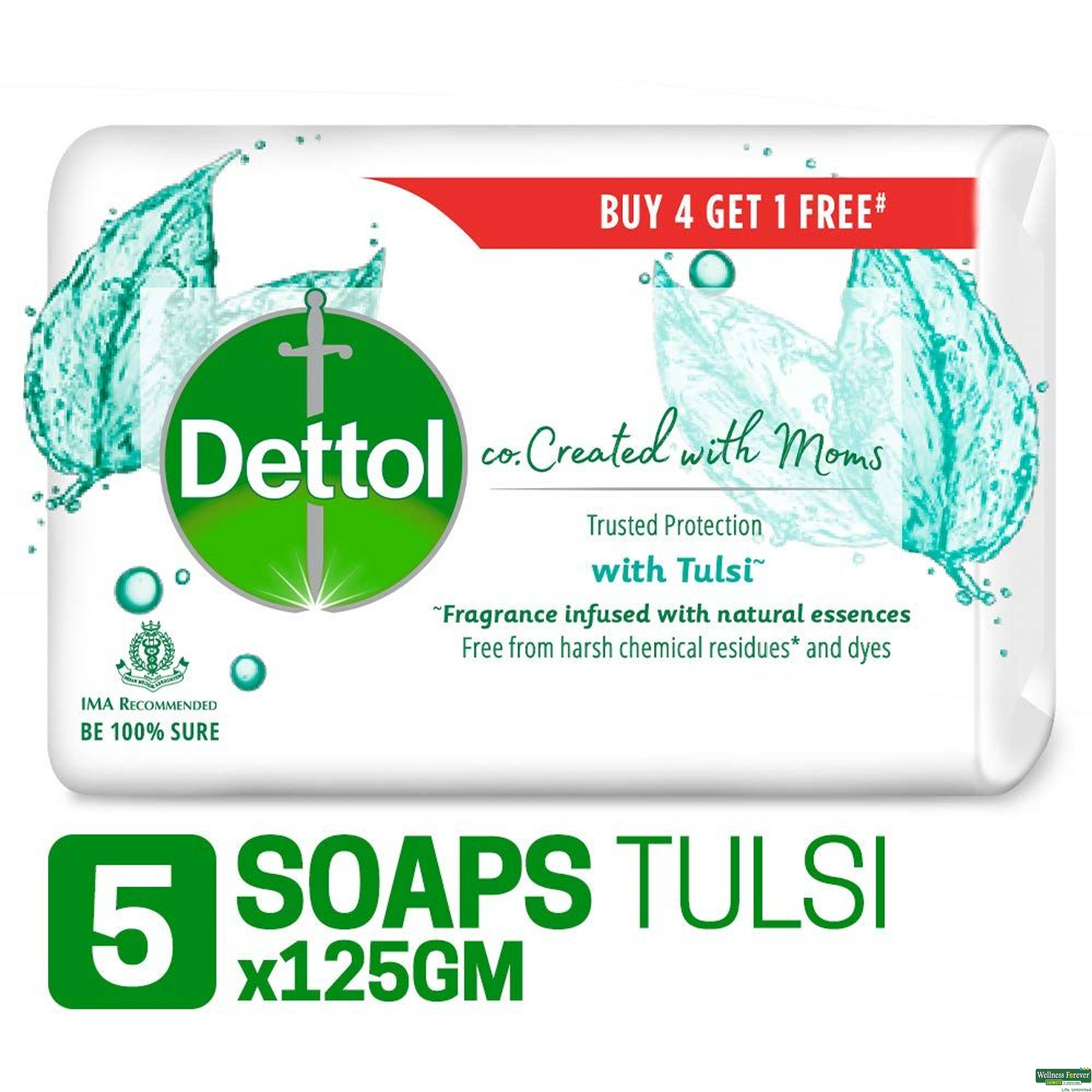 Dettol & Moms Bathing Soap, Tulsi, 5x125 g-image