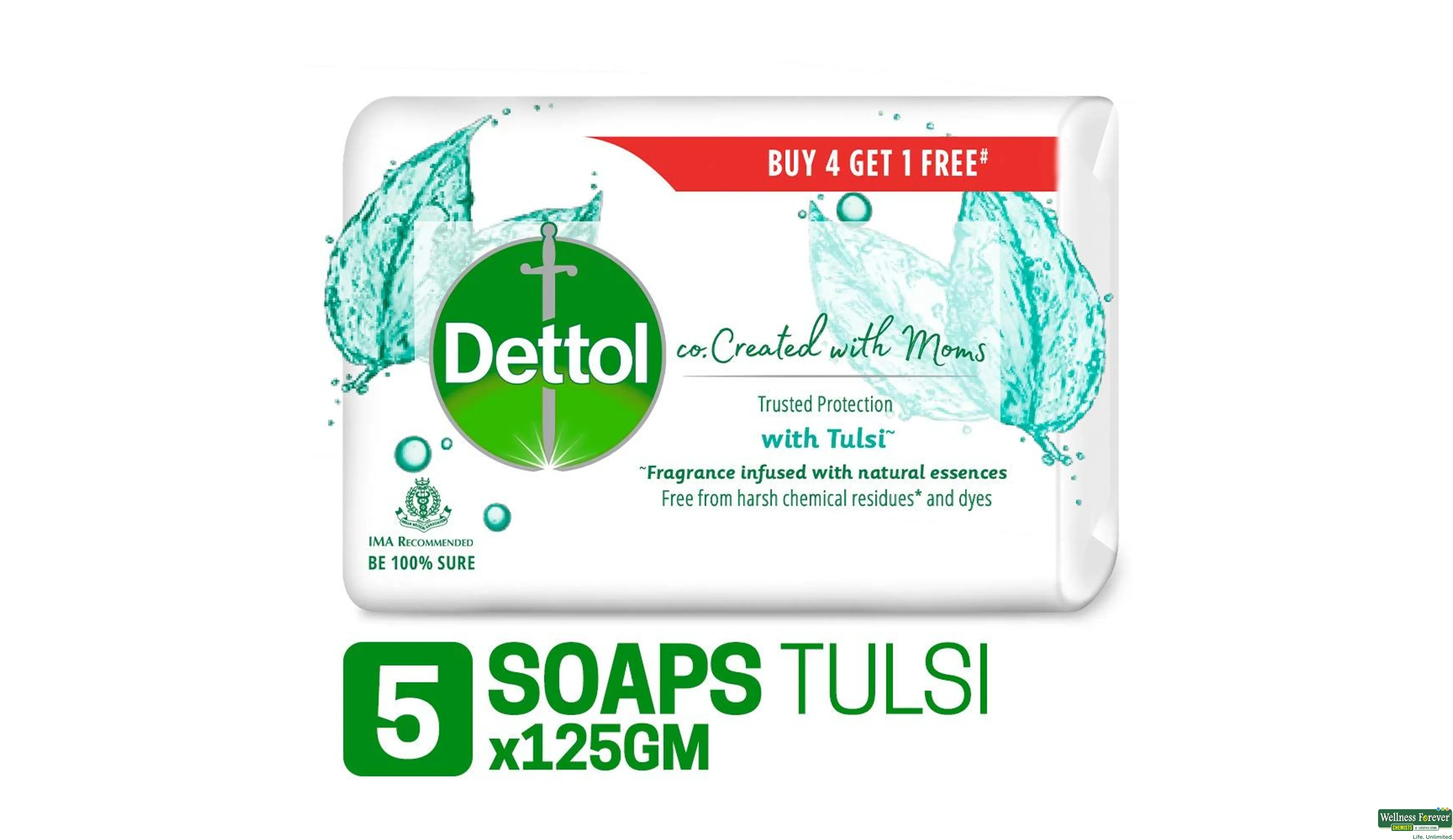 Buy Dettol Moms Bathing Soap Tulsi 5x125 g Online at Best