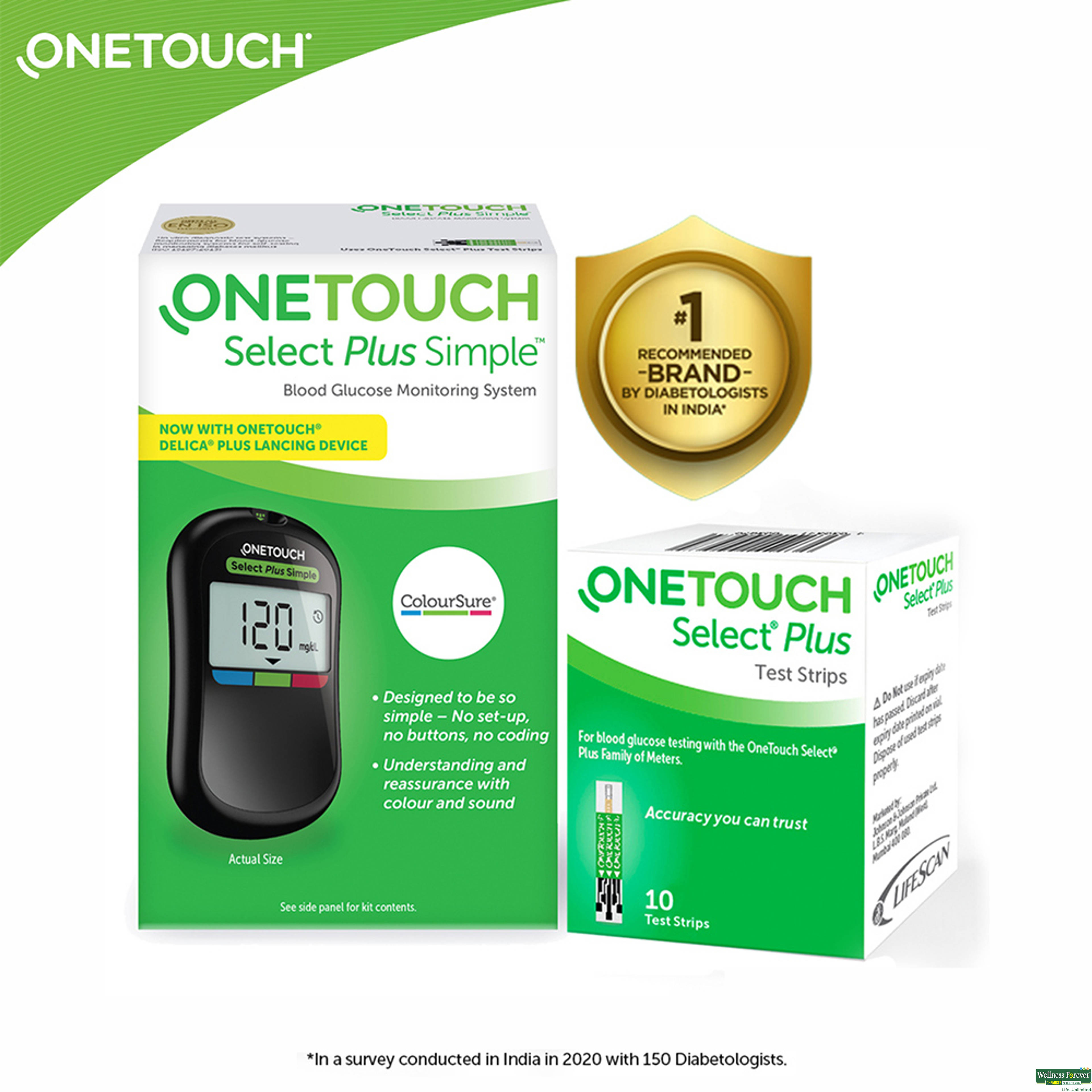 Onetouch Select Plus Simple Glucometer, 1  Piece-image