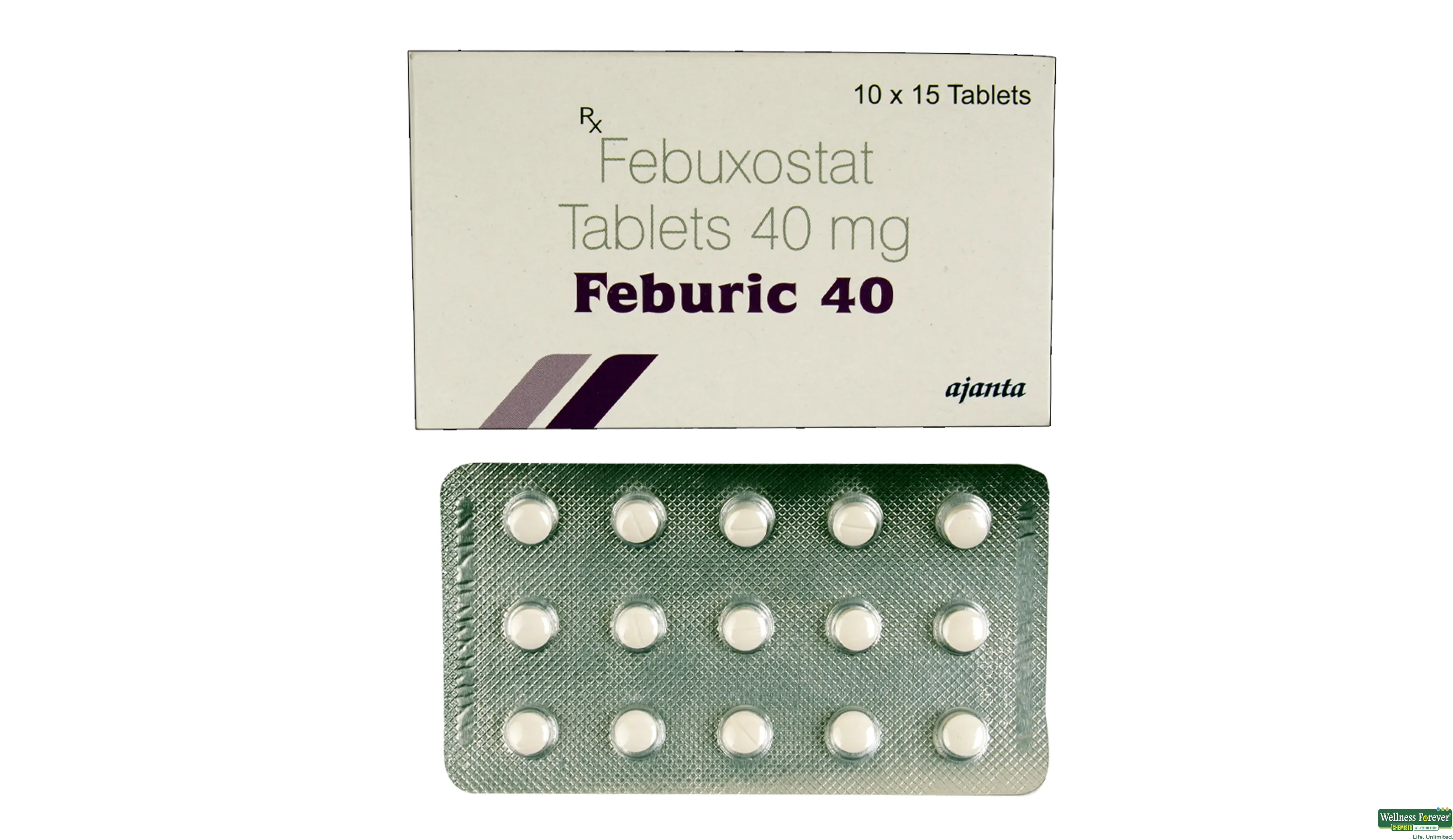 FEBURIC 40MG 15TAB- 1, 15TAB, •Controls Uric Acid: Helps keep uric acid at healthy levels to prevent gout flare-ups.

•Kidney Health: Helps avoid the formation of kidney stones linked to high uric acid