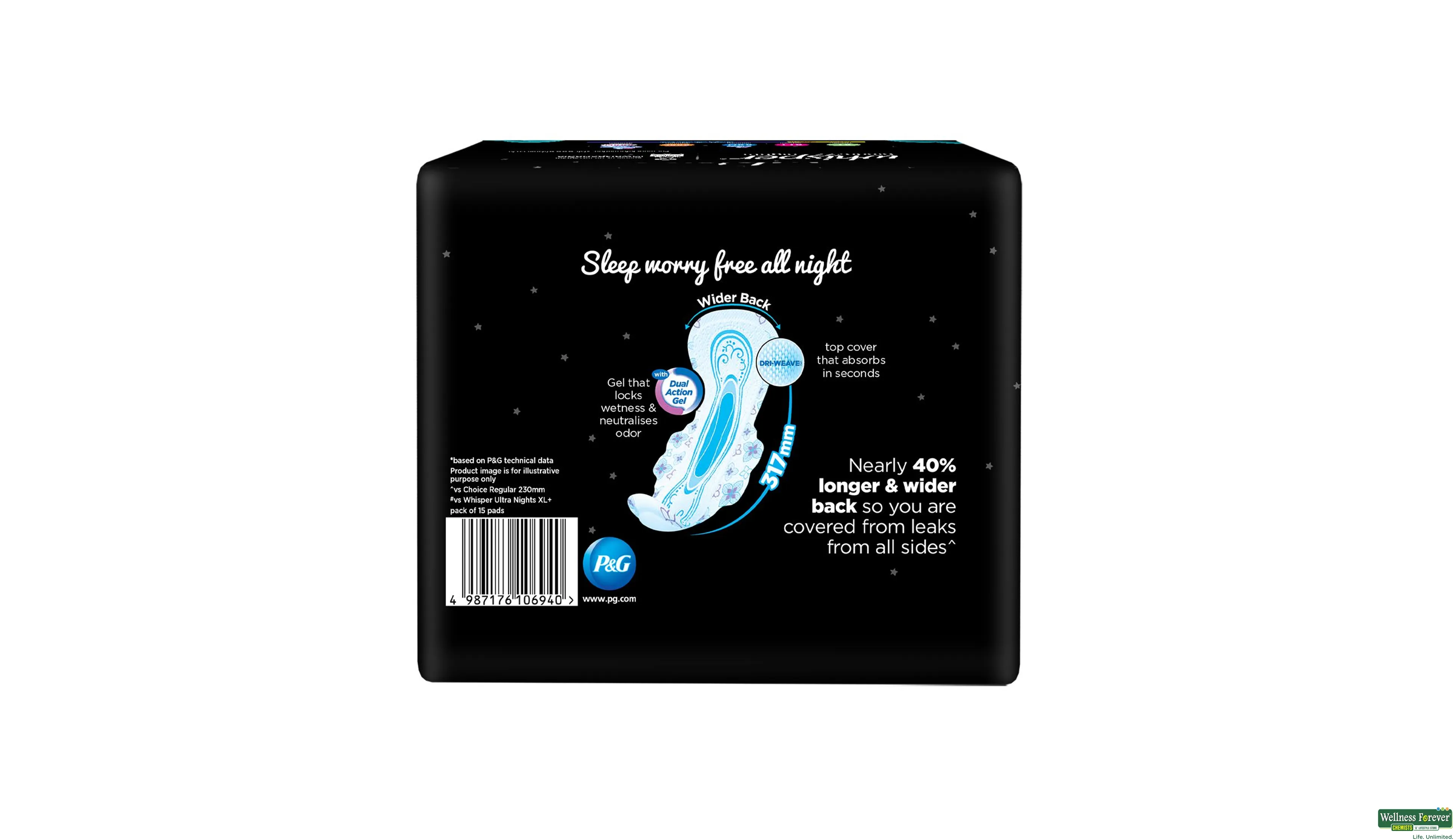 WHISPER SA/PADS ULT NIGHT WING XL P 40PC- 3, 40PC, 