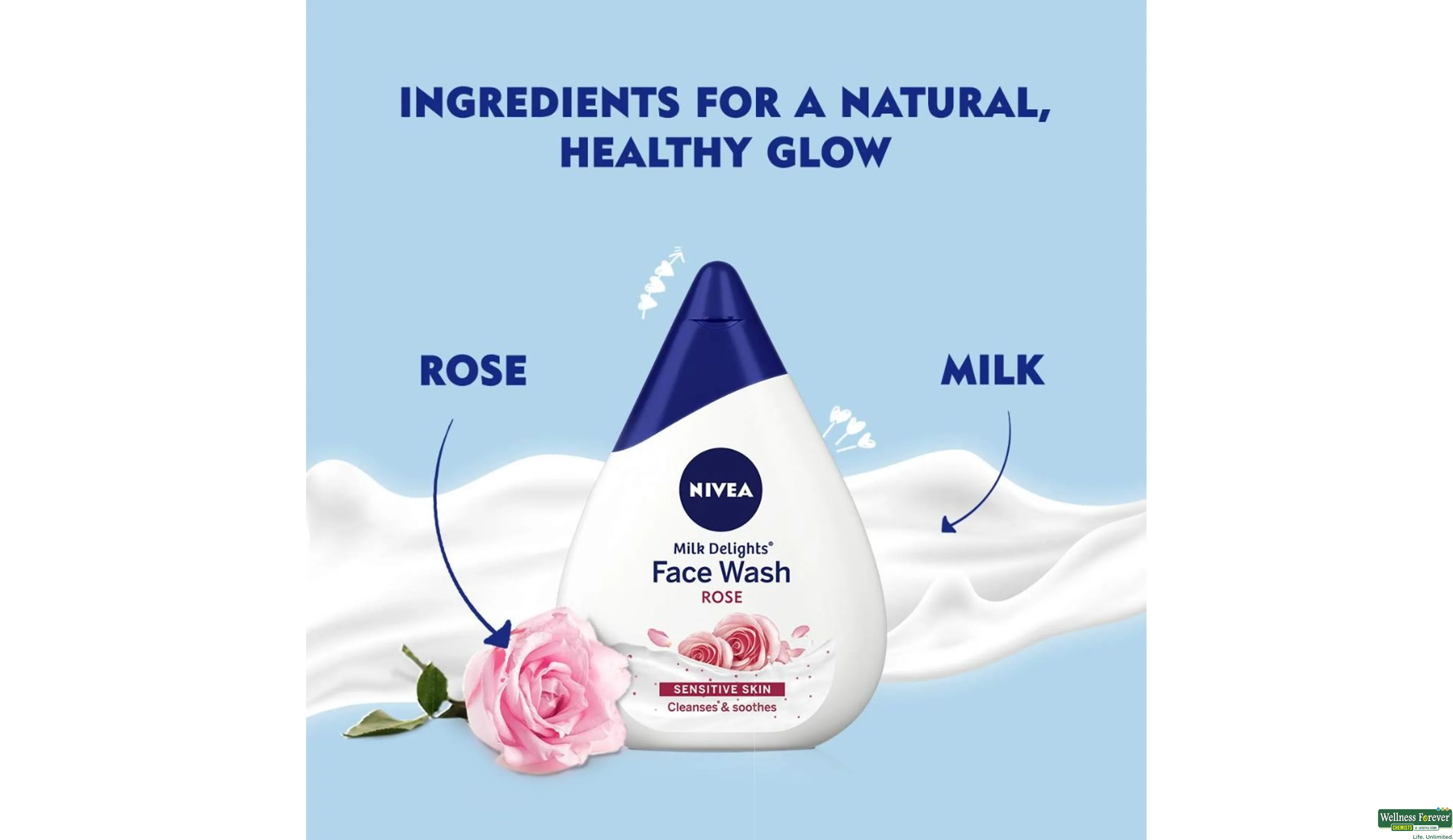 NIVEA F/WASH CARING ROSEWATER 50ML- 3, 50ML, 