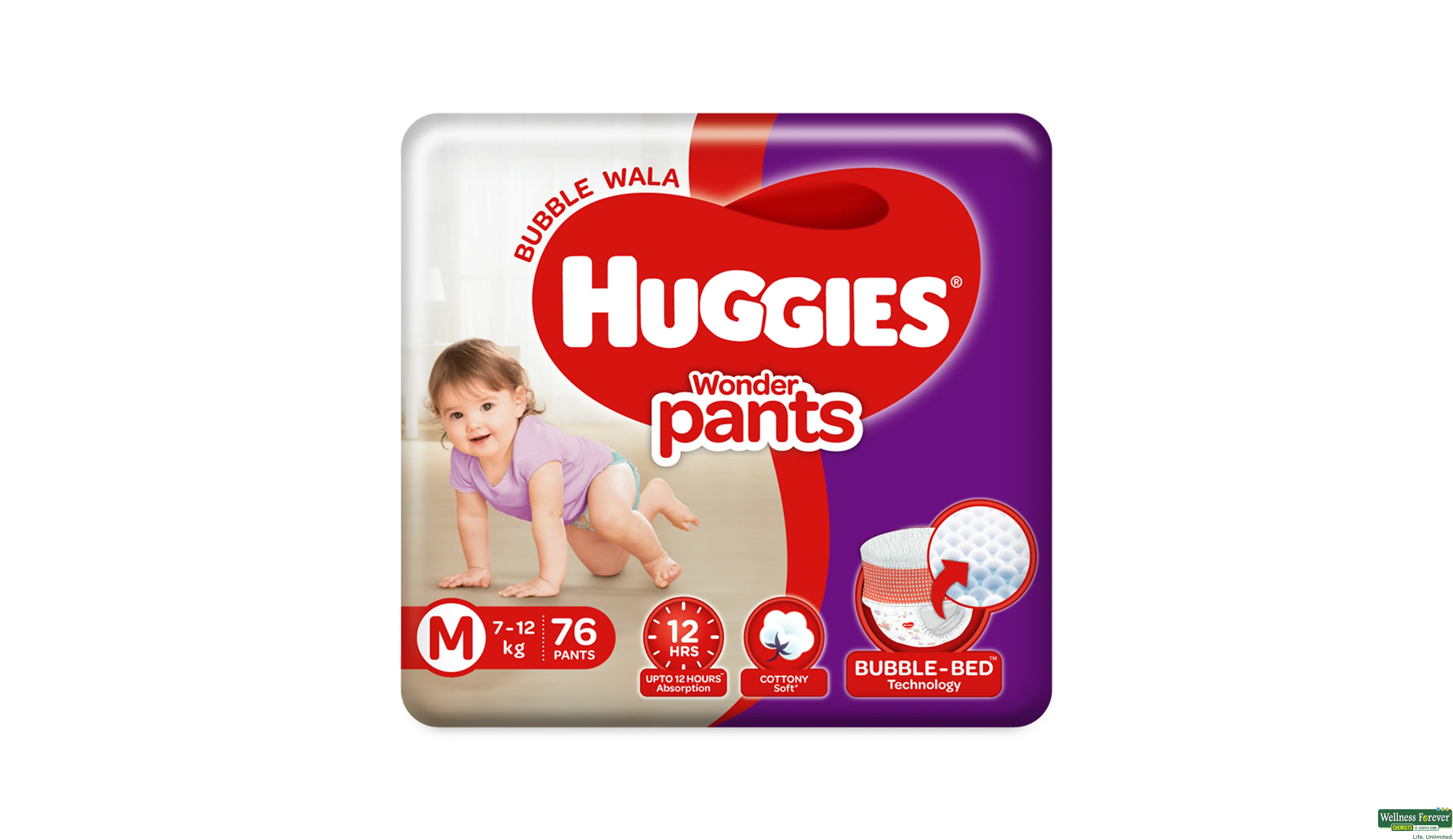 Cotton Disposable Huggies Wonder XXL 22 Pants Diaper, Age Group: 1-2 Years  at Rs 348/packet in Lucknow