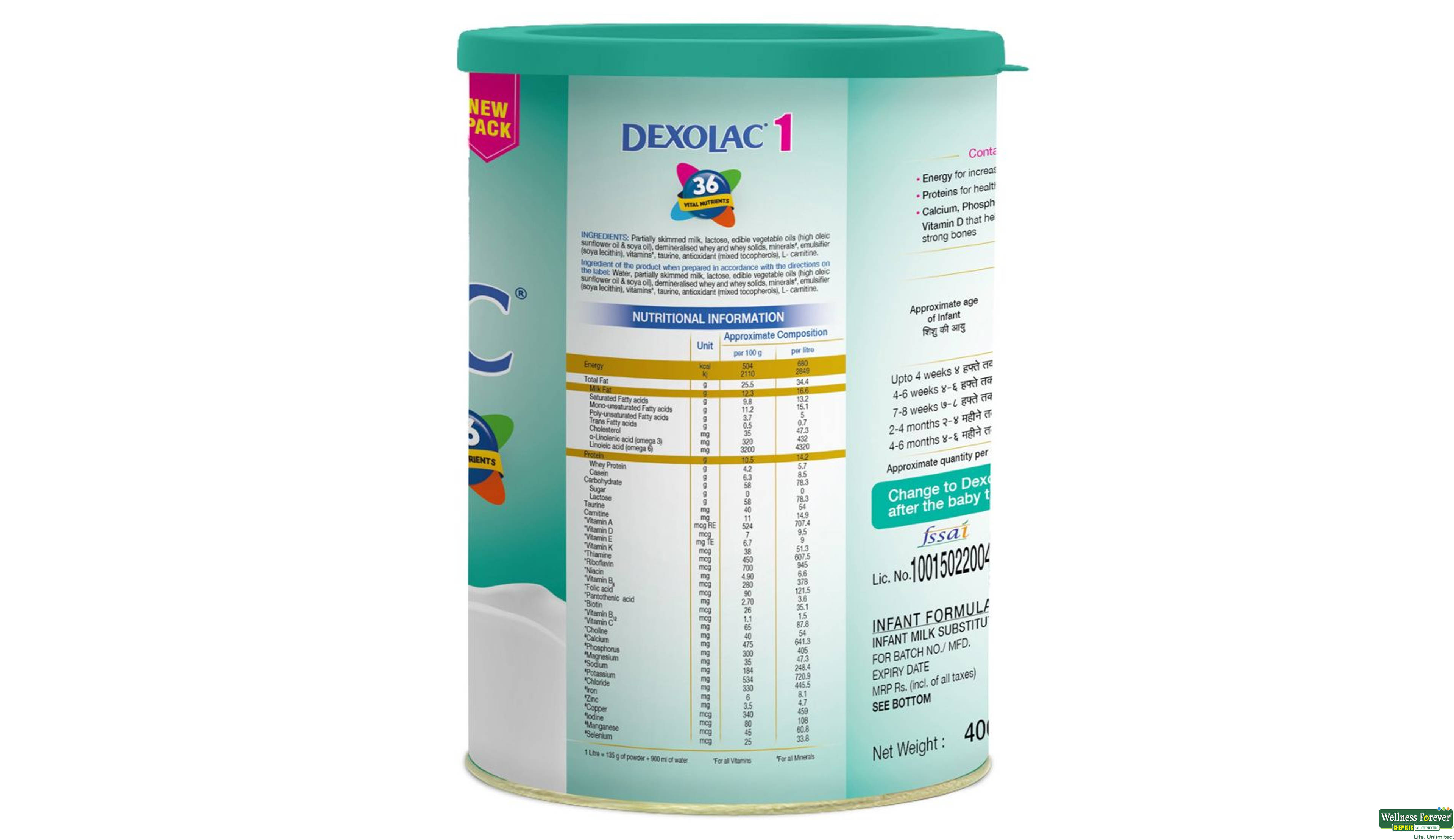 DEXOLAC-1 POW TIN 400GM- 3, 400GM, 