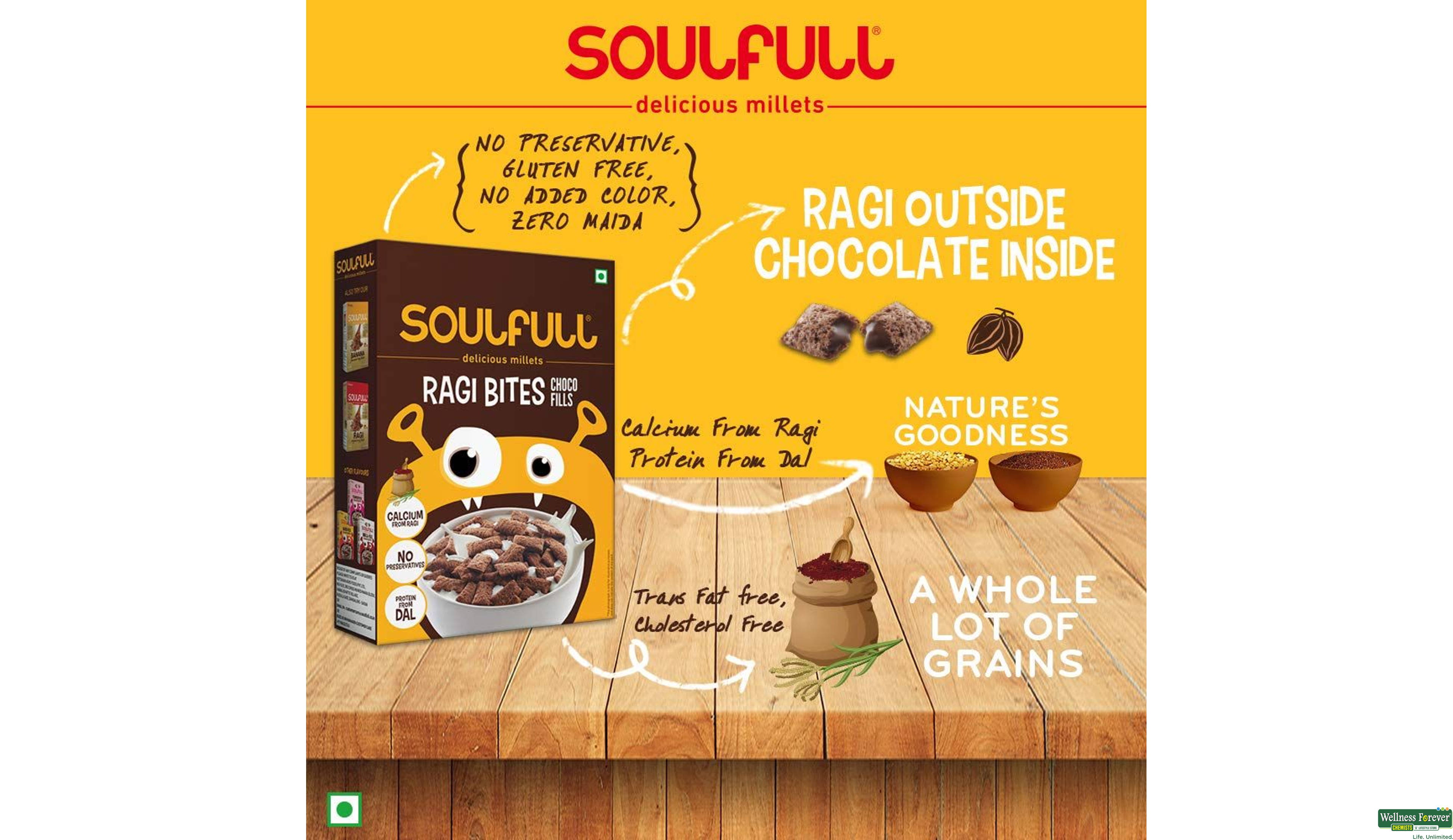 SOULFULL RAGI BITES CHOCO FILLS 250GM- 4, 250GM, null