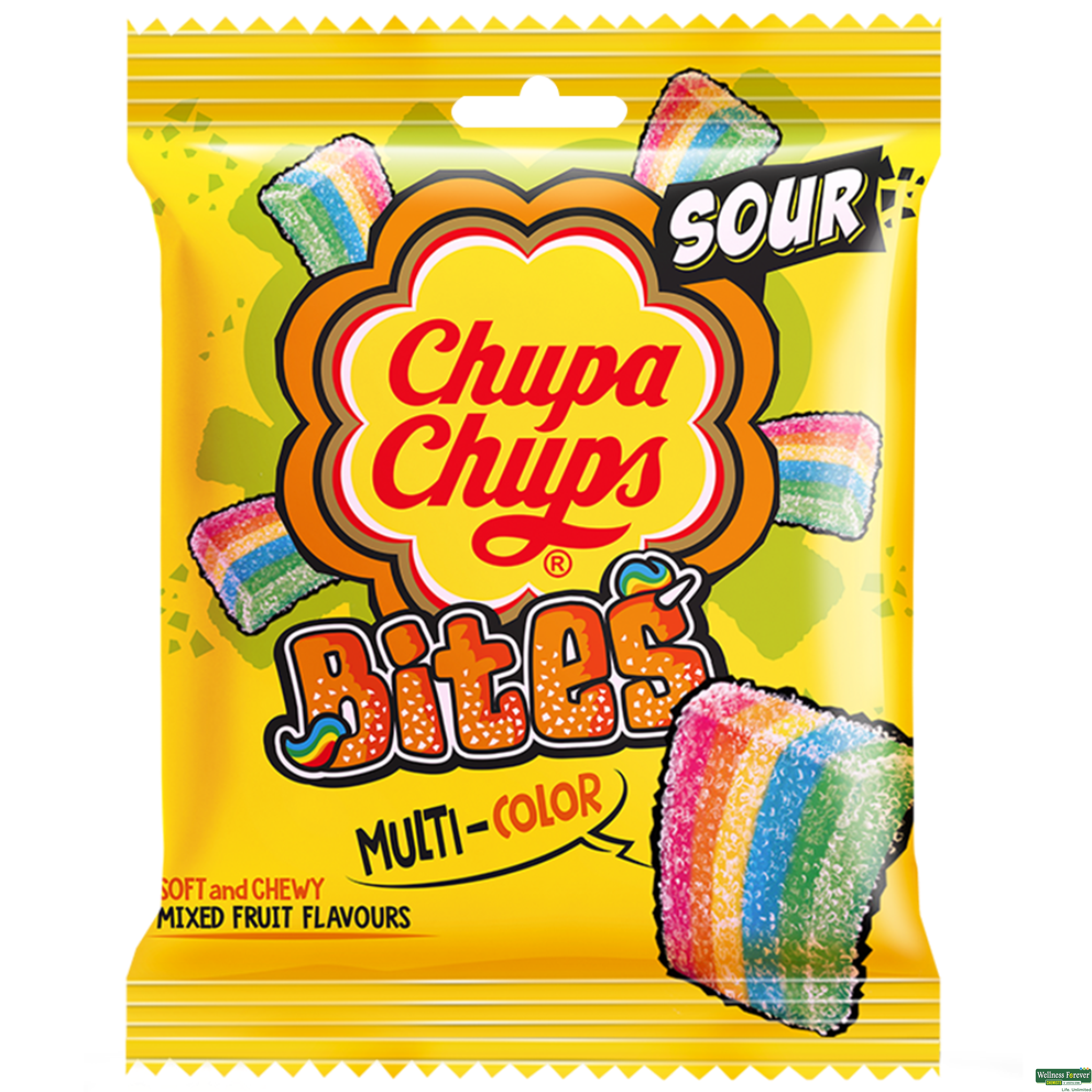 Chupa Chups Sour Belts Chewy Toffee, Mixed Fruit, 61.6 g-image