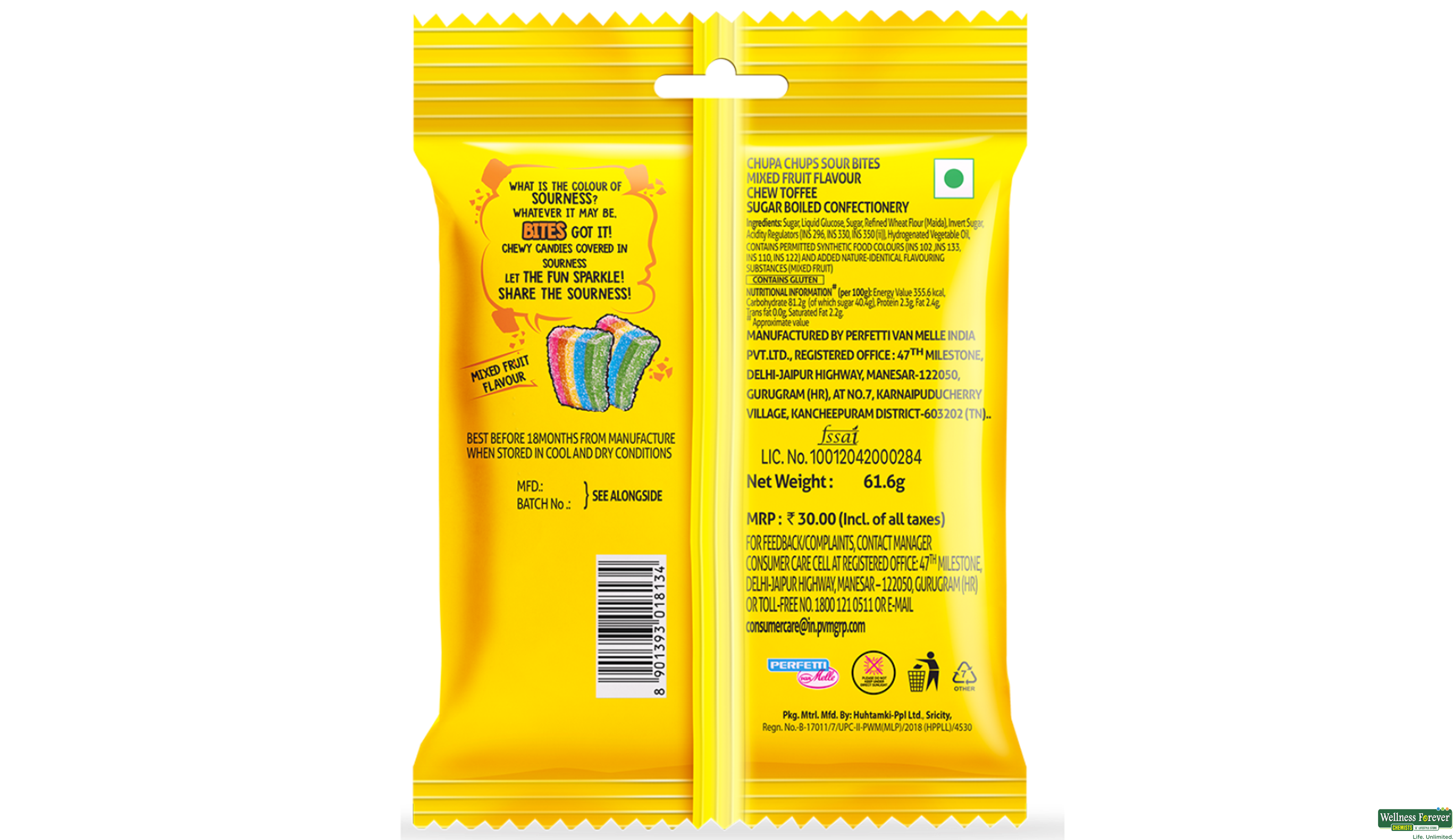 CHUPA CHUPS CANDIES BITES M/FRUIT 61.6GM- 2, 61.6GM, 