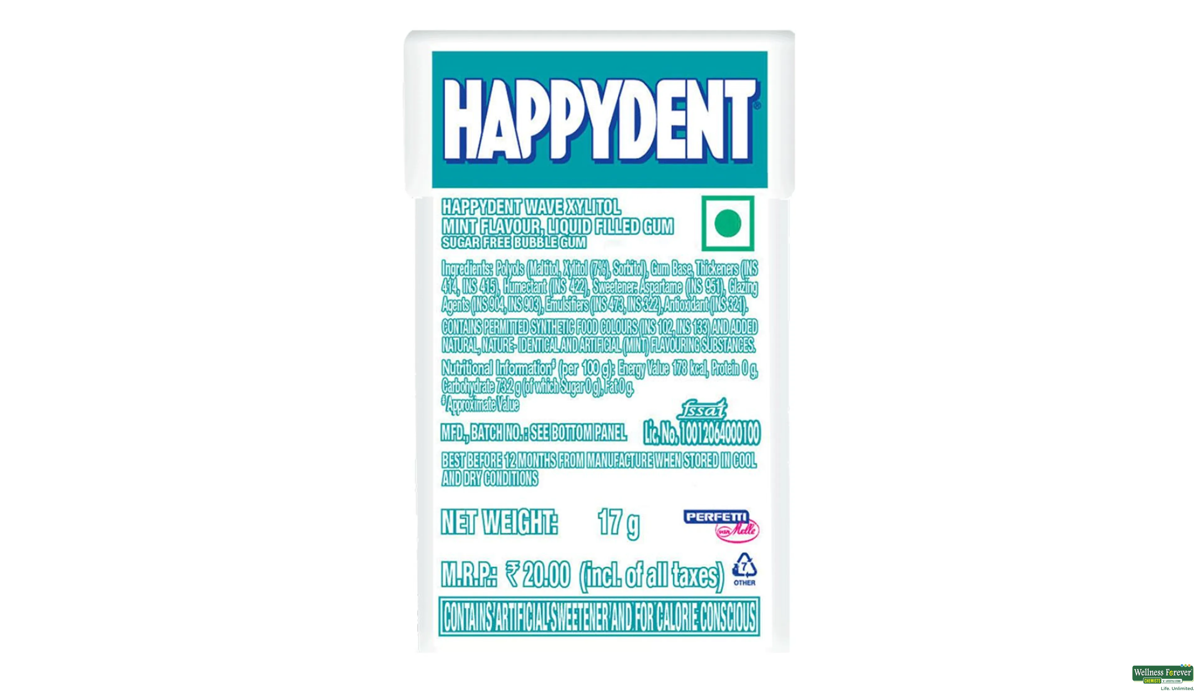 HAPPYDENT CHEW GUM S/F WAVE XYLST 17GM- 2, 17GM, null