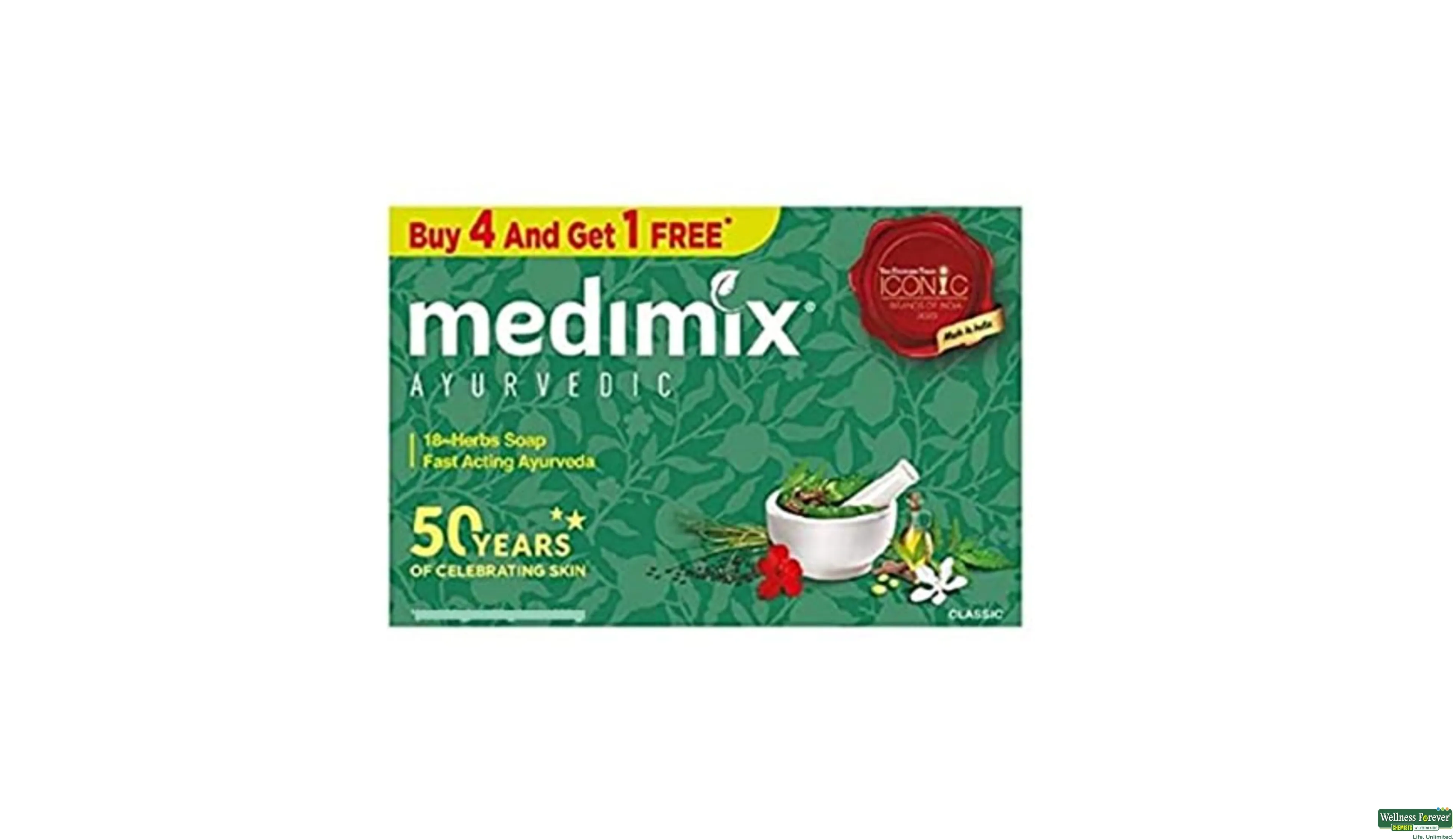 MEDIMIX SOAP 18HERB AYURVEDA 4+1 150GM- 1, 150GM, 