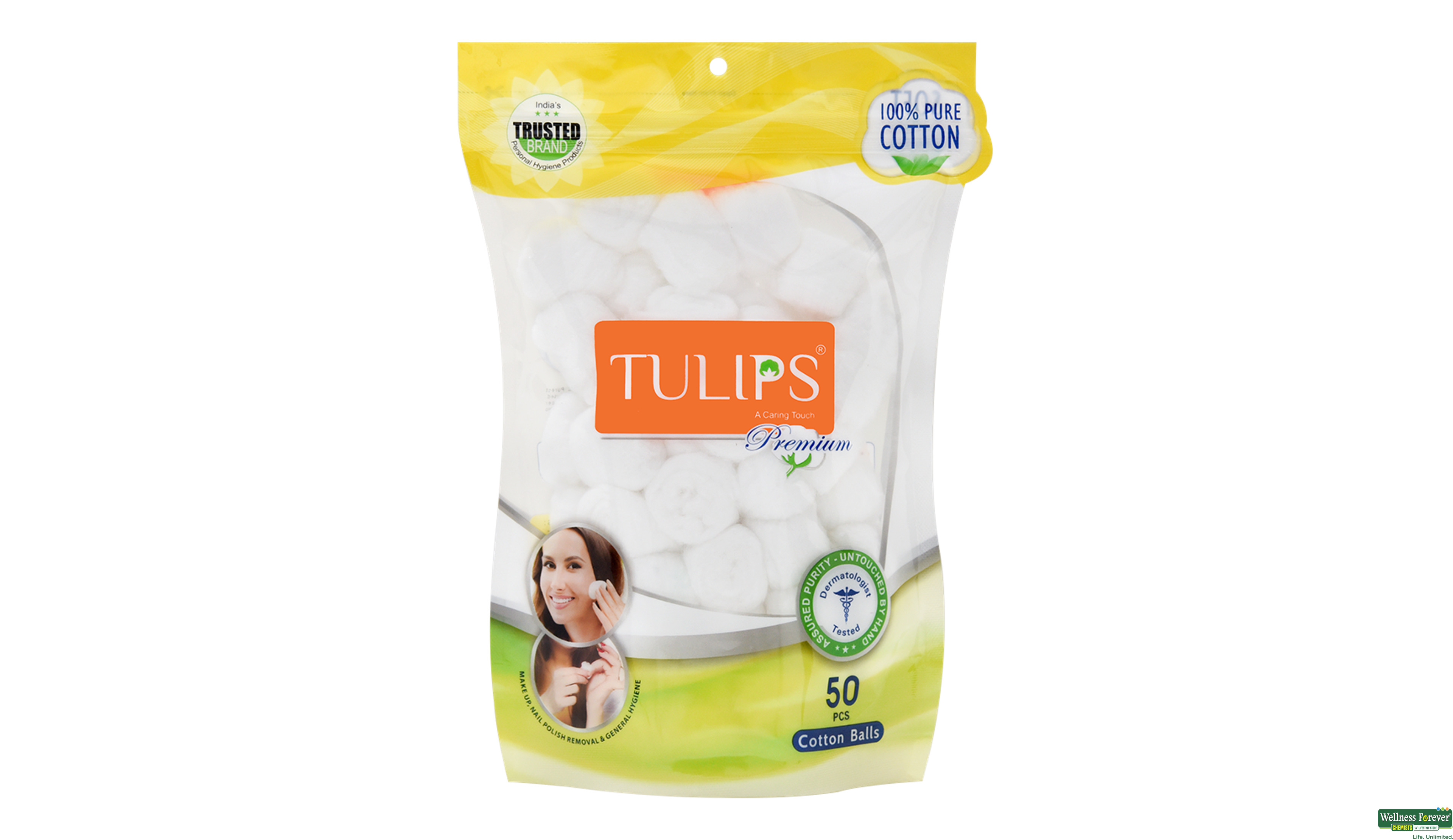 TULIPS PREMIUM COTTON BALLS 50PC- 1, 50PC, null