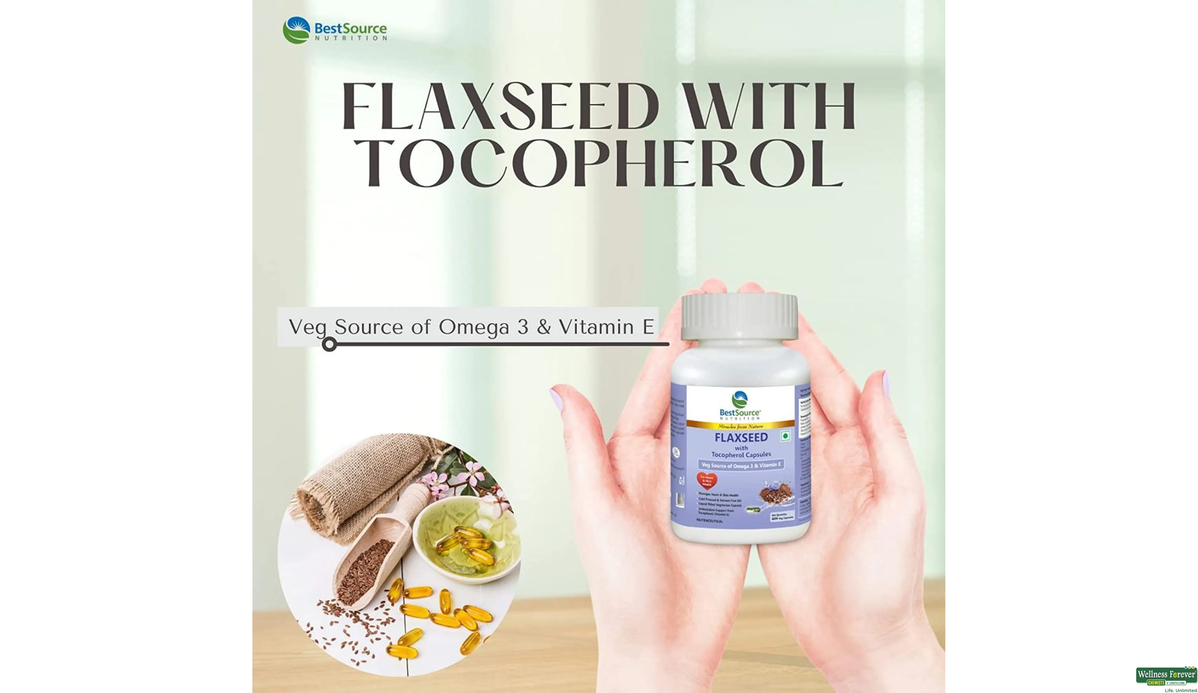 FLAXSEED WITH TOCOPHEROL 60CAP- 3, 60CAP, 