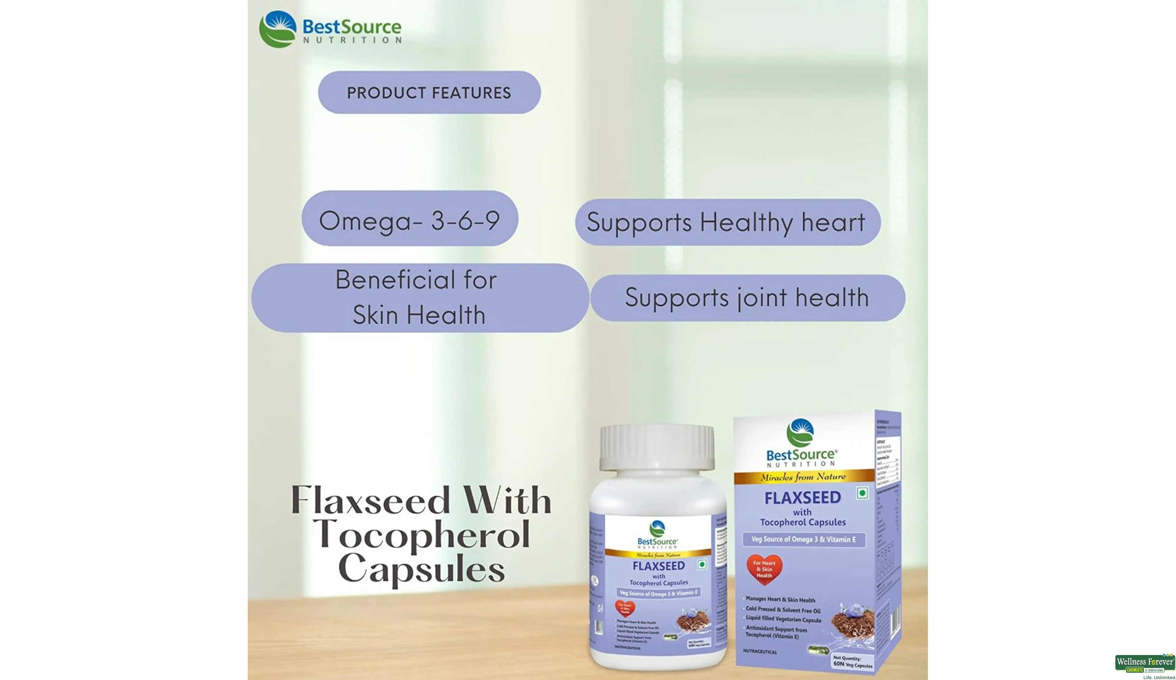 FLAXSEED WITH TOCOPHEROL 60CAP- 4, 60CAP, 