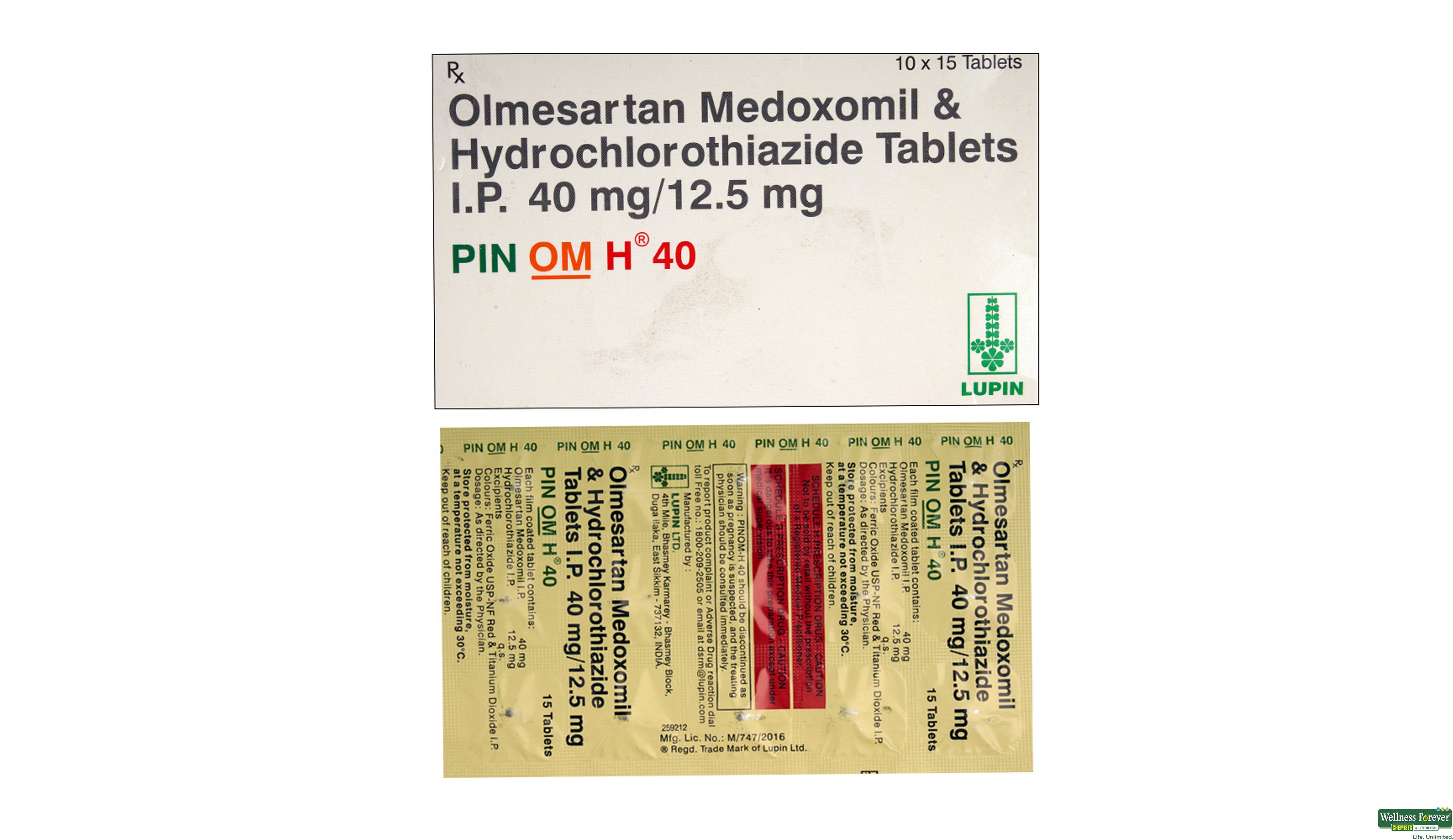 PINOM-H 40MG 15TAB- 1, 15TAB, 