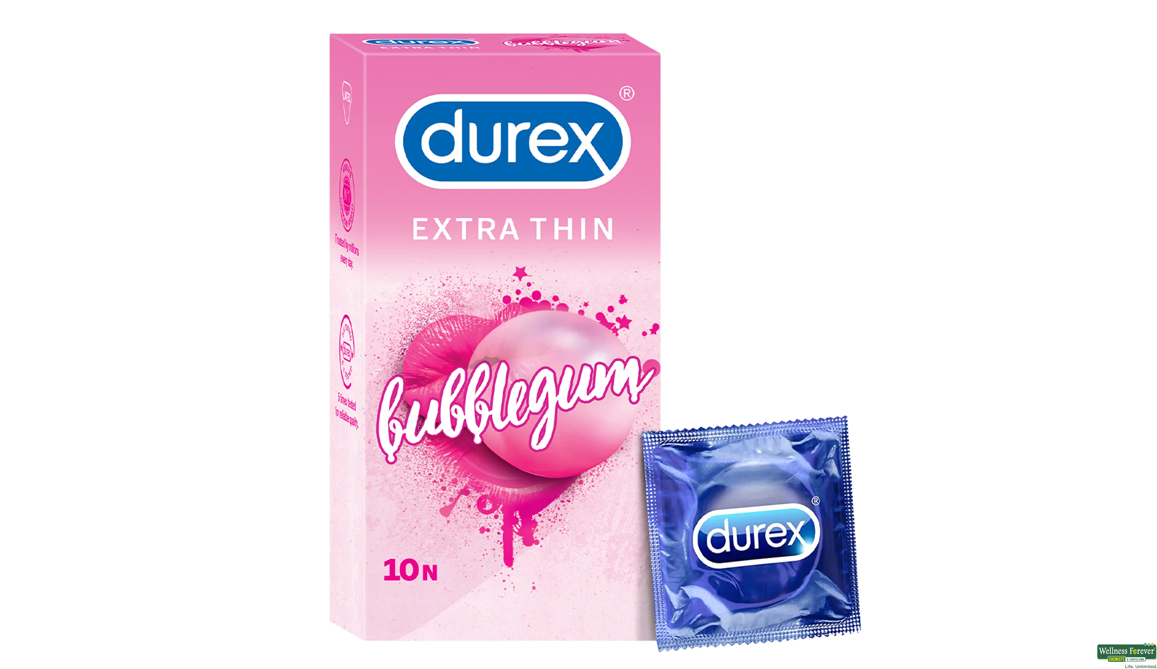 DUREX CONDOM BUBBLEGUM 10PC- 1, 10PC, 