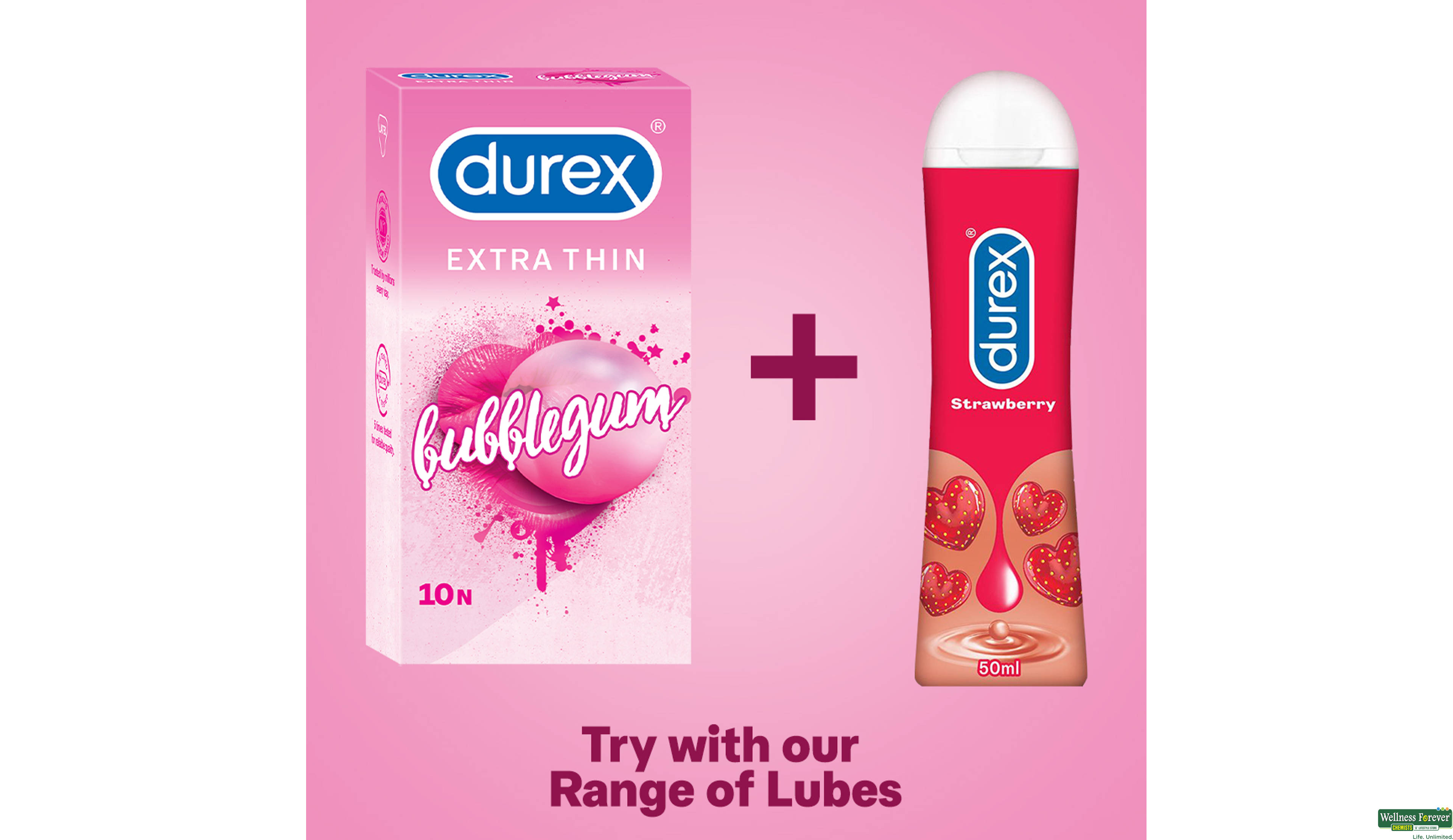DUREX CONDOM BUBBLEGUM 10PC- 5, 10PC, 
