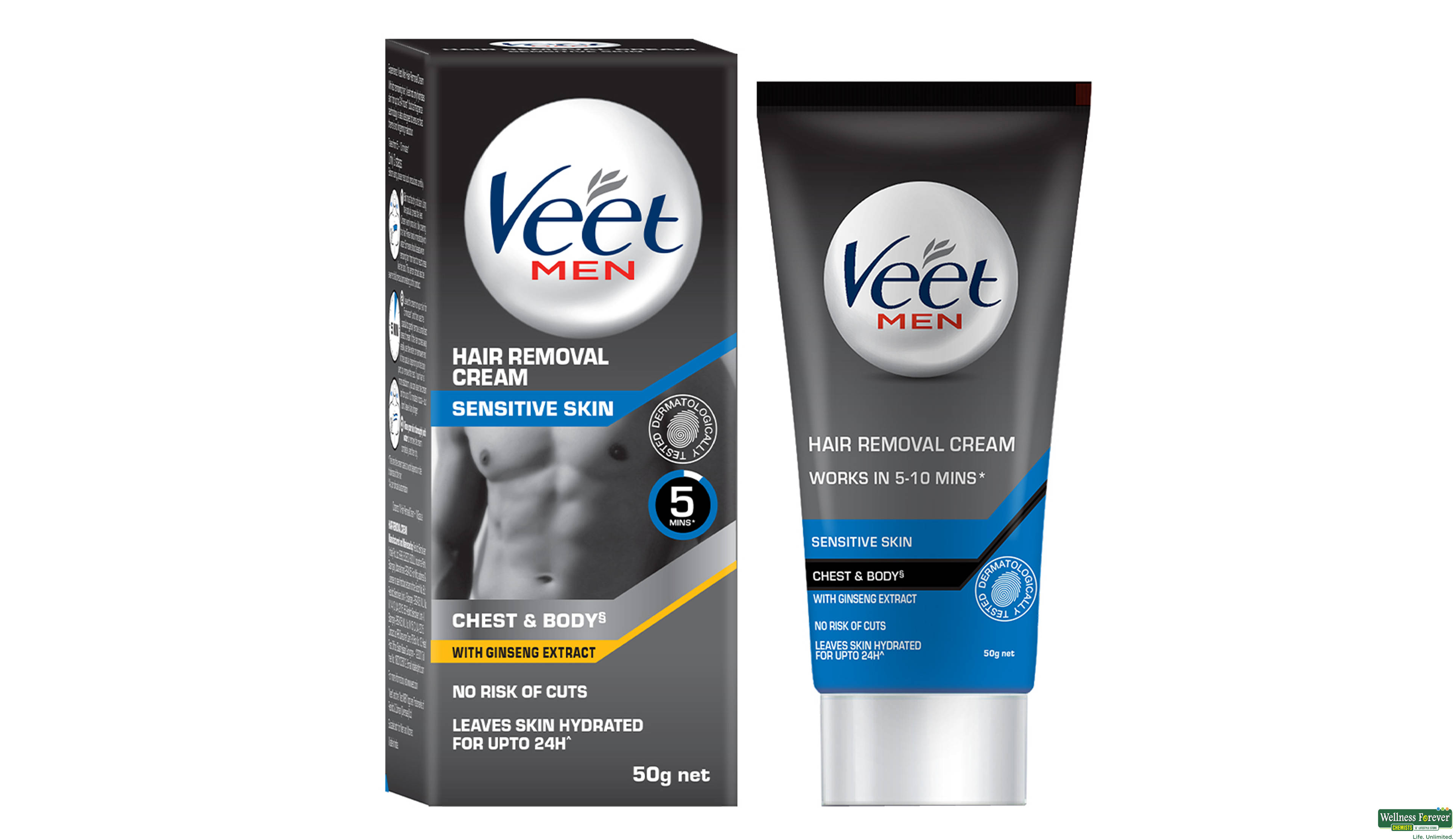 VEET HR/REMV CRM MEN SENSITIVE 50GM- 1, 50GM, null