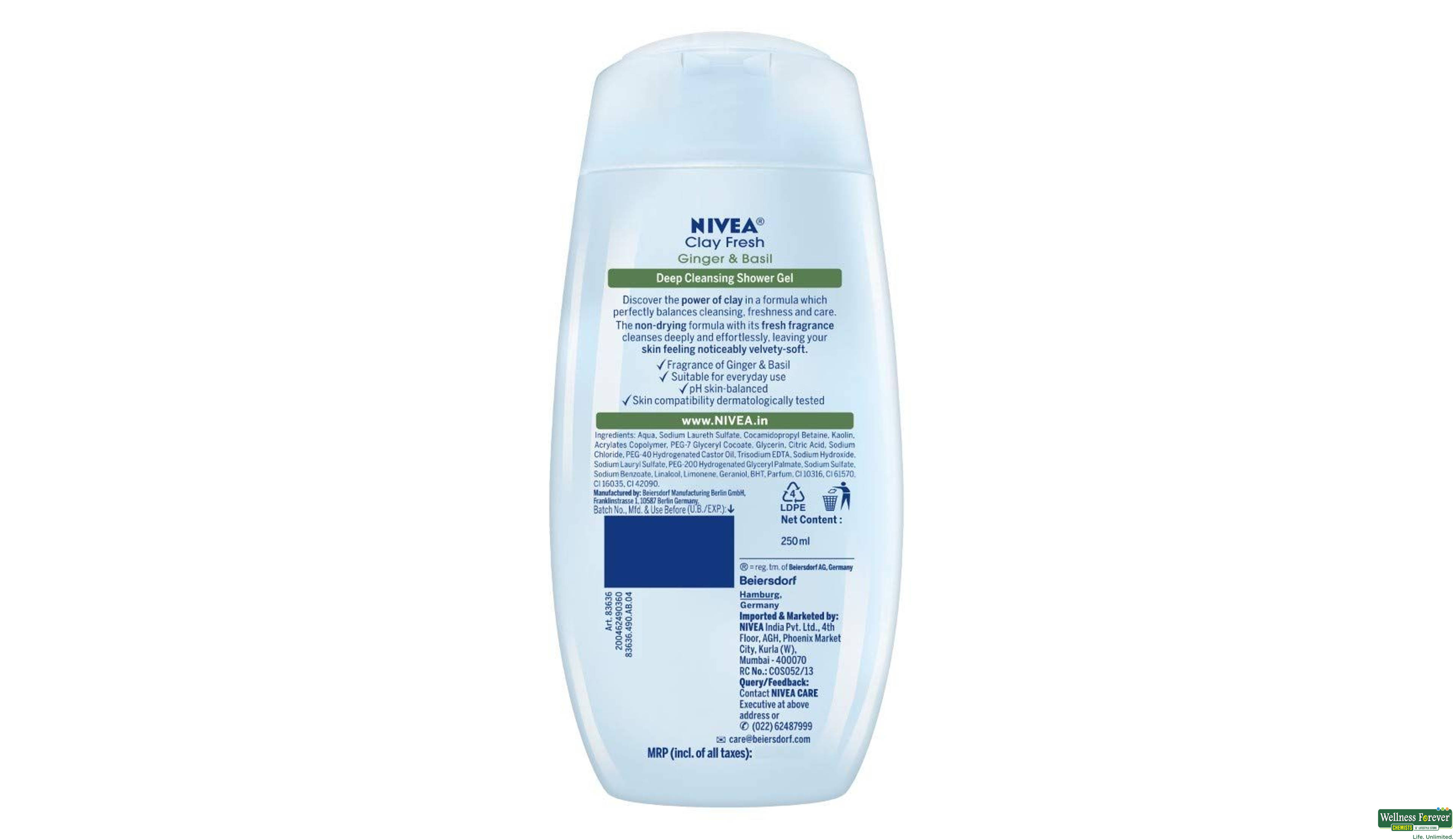 NIVEA S/GEL CLAY GINGER BASIL 250ML- 6, 250ML, 