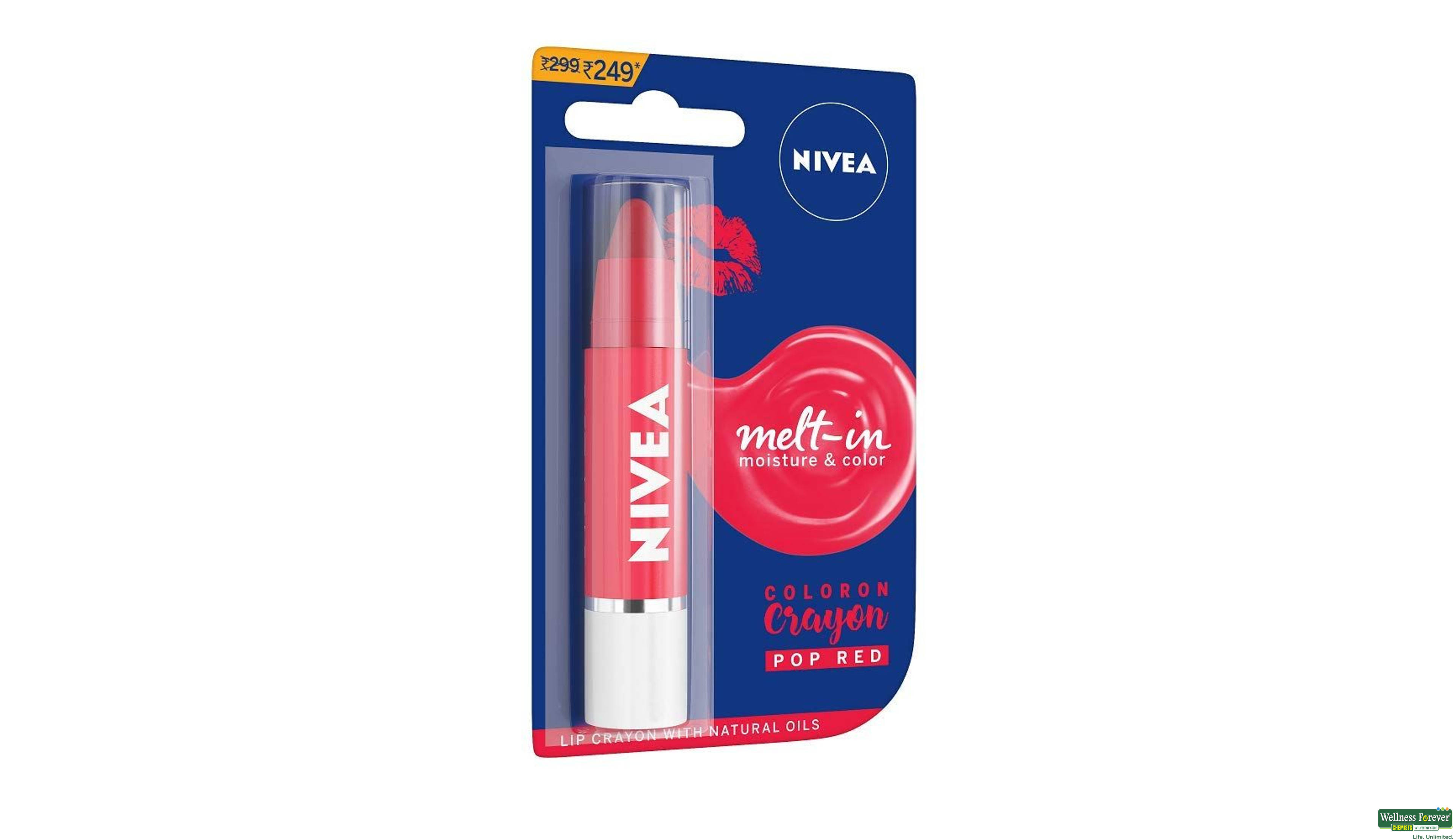 NIVEA LIP CARE POP RED 3GM- 4, 3GM, 