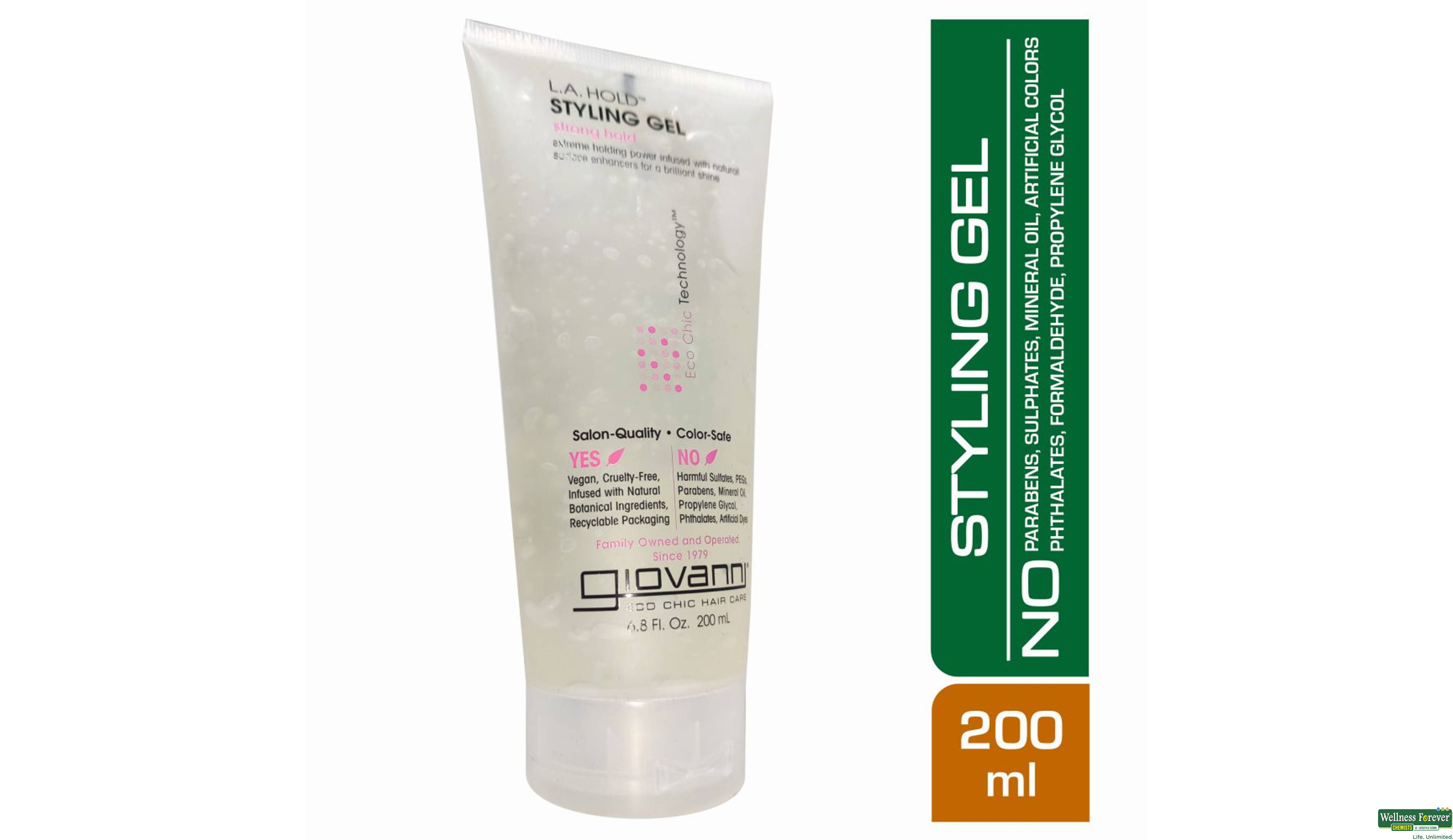 GIOVANNI ORG LA NATL STYLING GEL 200ML- 1, 200ML, 