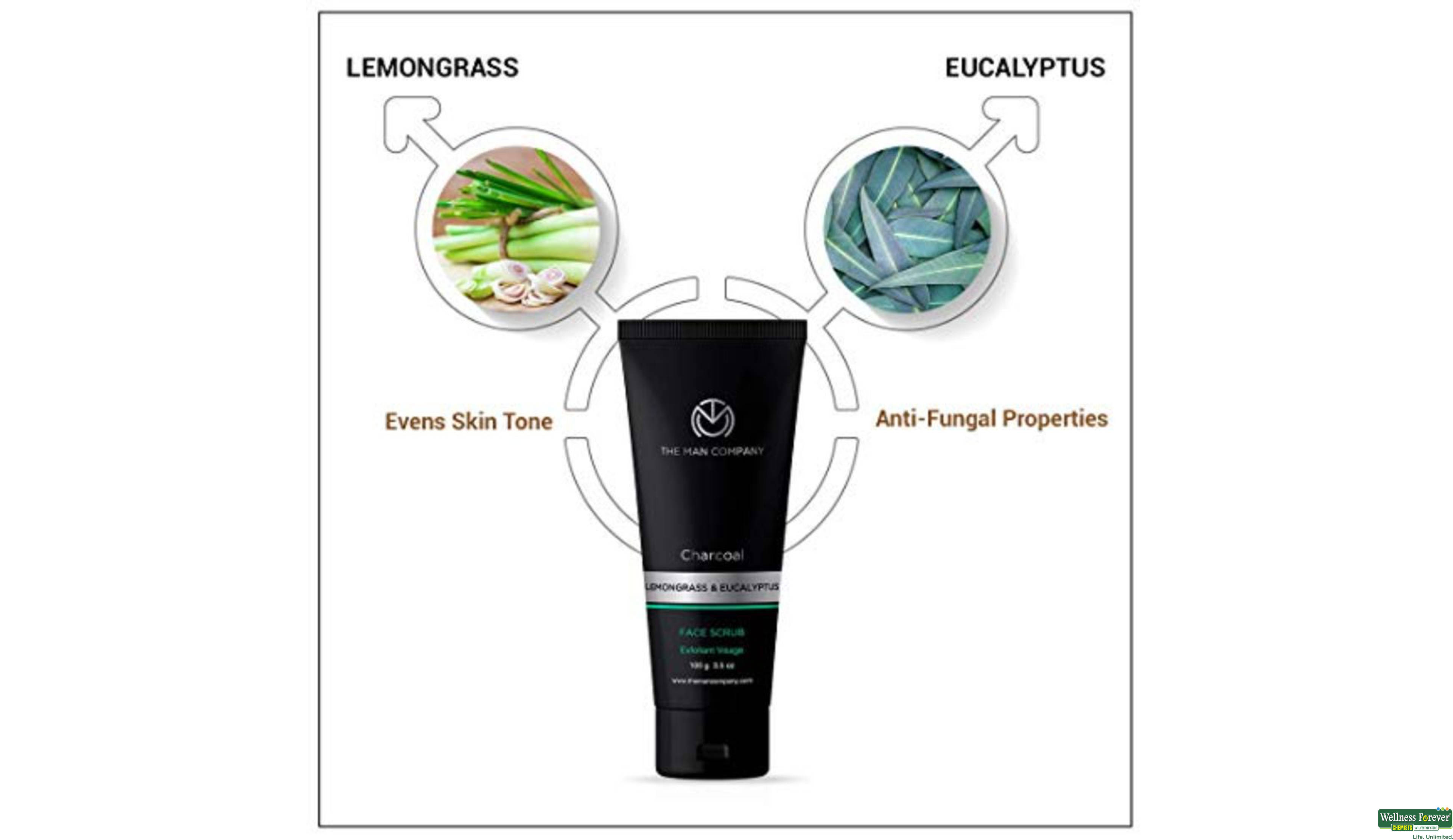 THE MAN F/SCRUB LEMON/EUCALYP CHAR 100GM- 2, 100GM, null