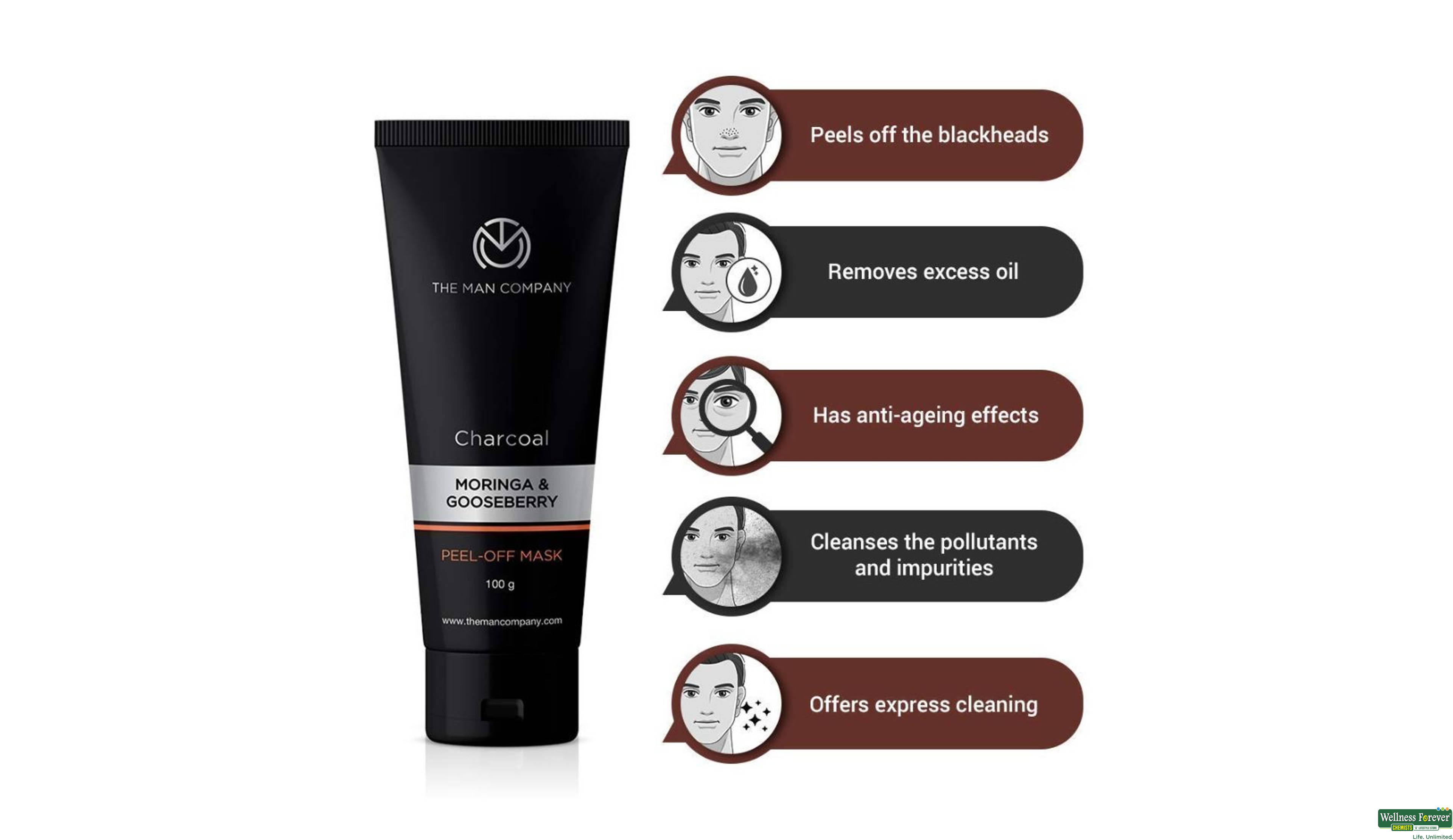 THE MAN F/MASK PEEL MORI/GOOS CHAR 100ML- 4, 100ML, 