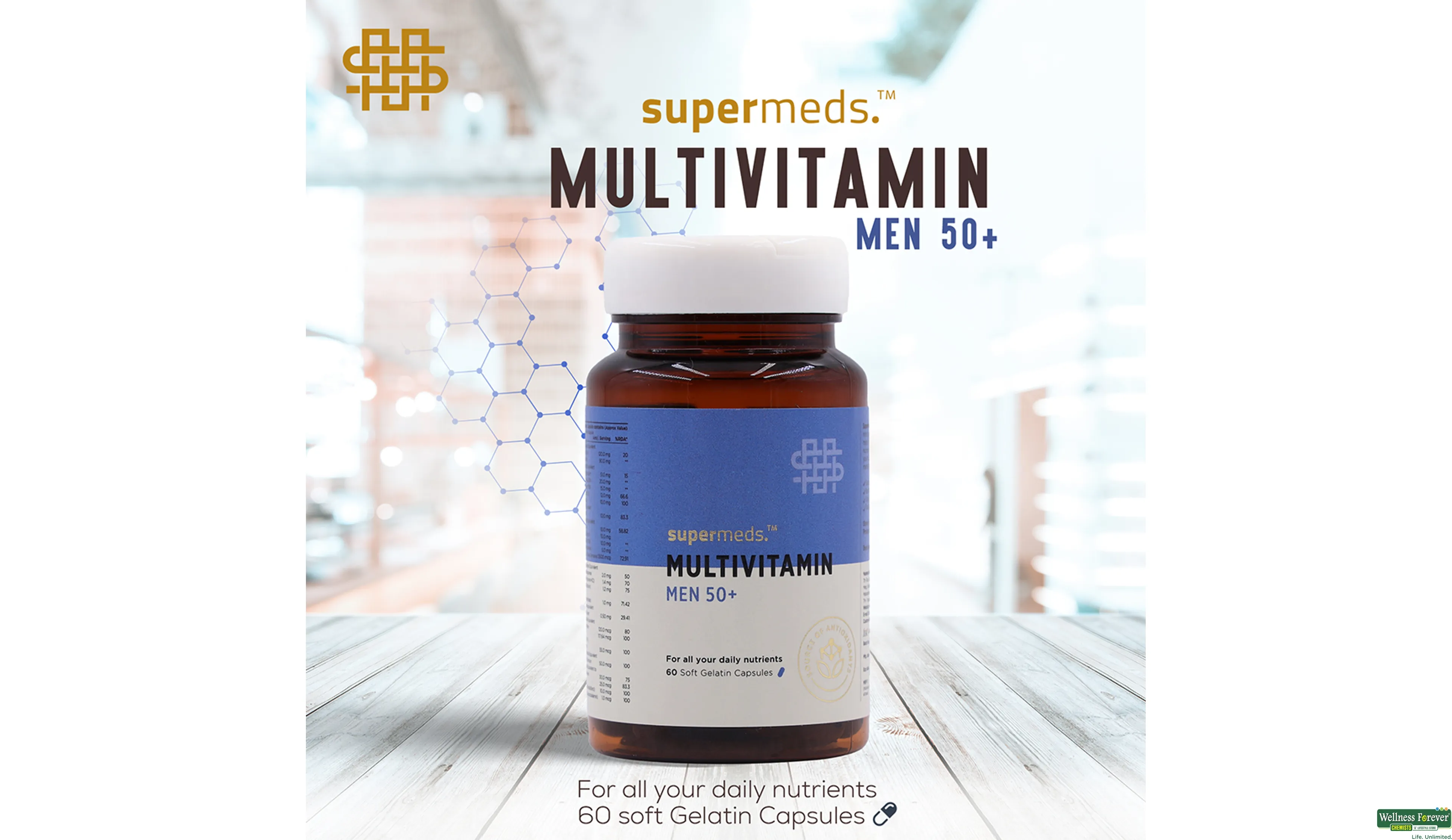 SUPERMEDS MULTIVITAMIN MEN 50+ 60CAP- 4, 60CAP, null