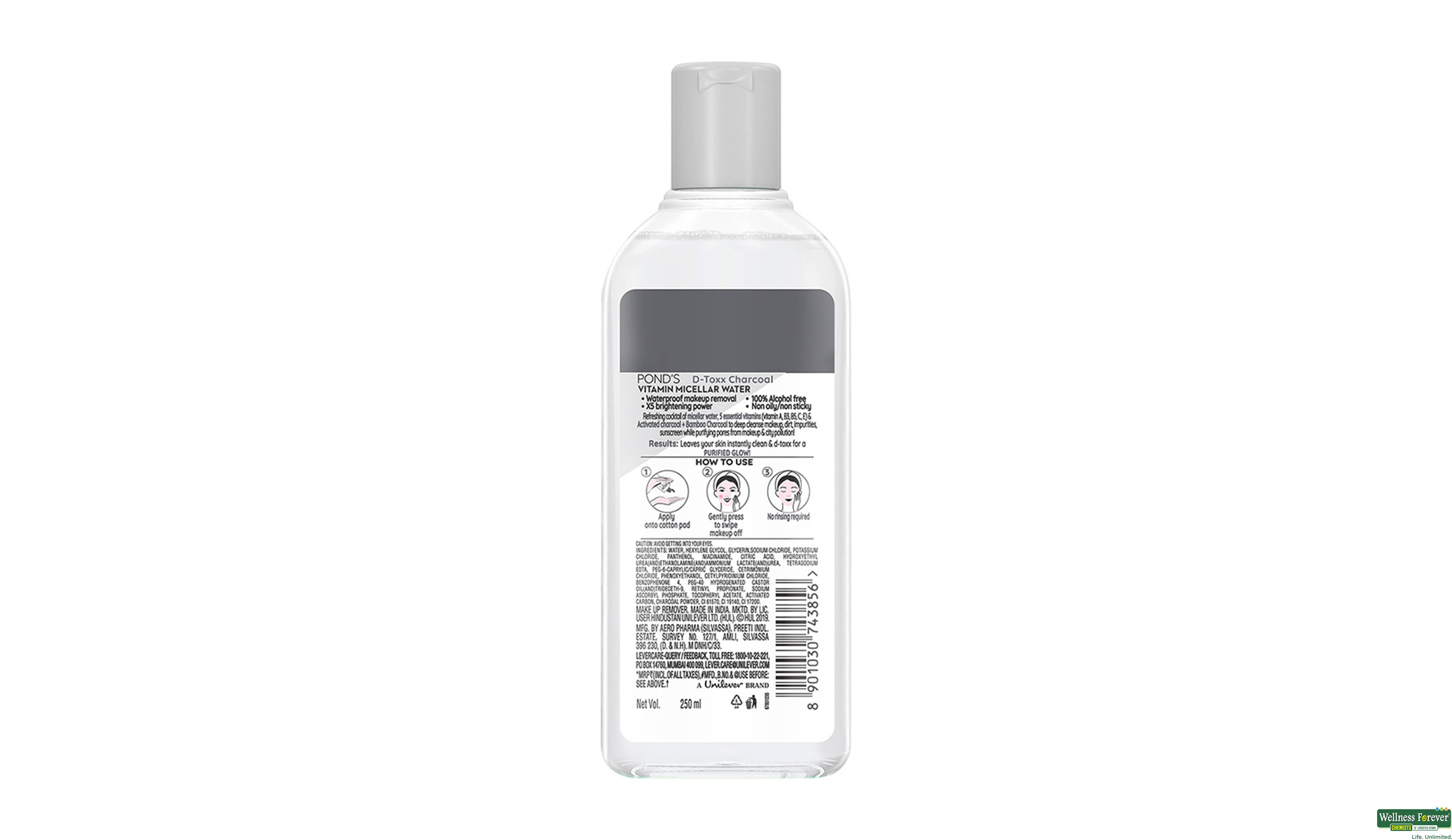 PONDS MICELLAR D-TOXX CHARCOAL 250ML- 3, 250ML, null