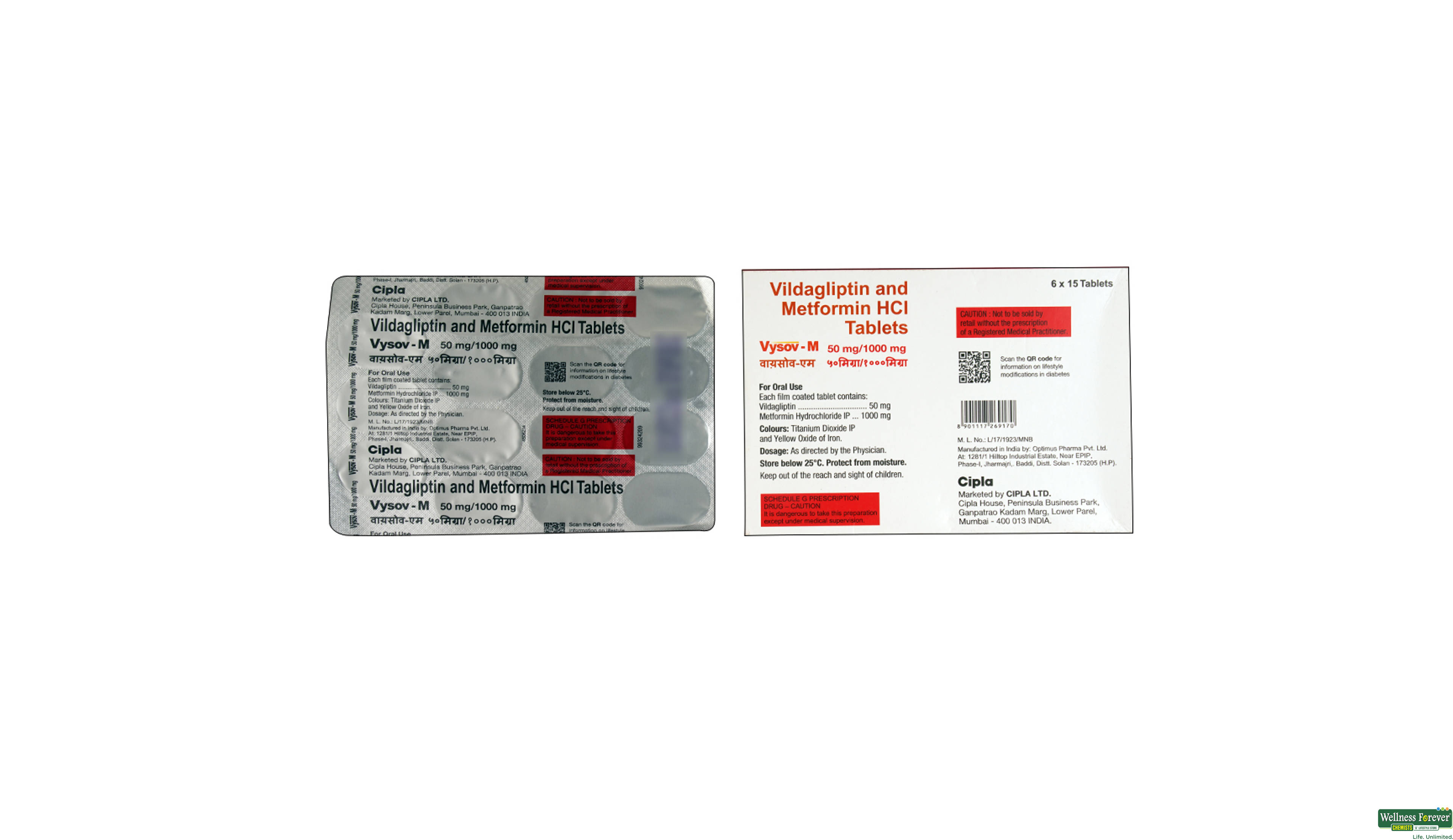 VYSOV-M 50MG/1000MG 15TAB- 2, 15TAB, 