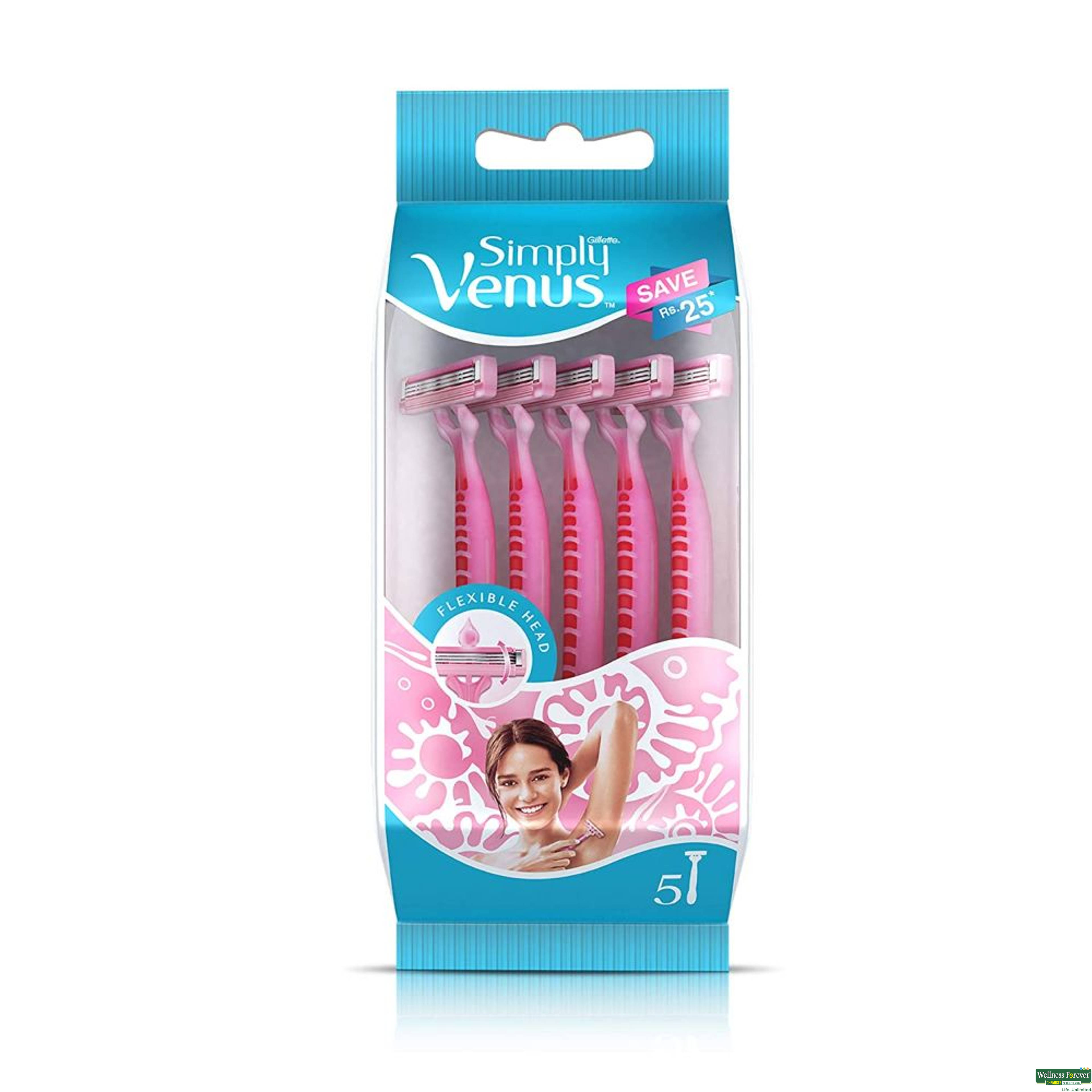 Gillette Simply Venus Hair Removal Razor For Women 5 Pieces-image