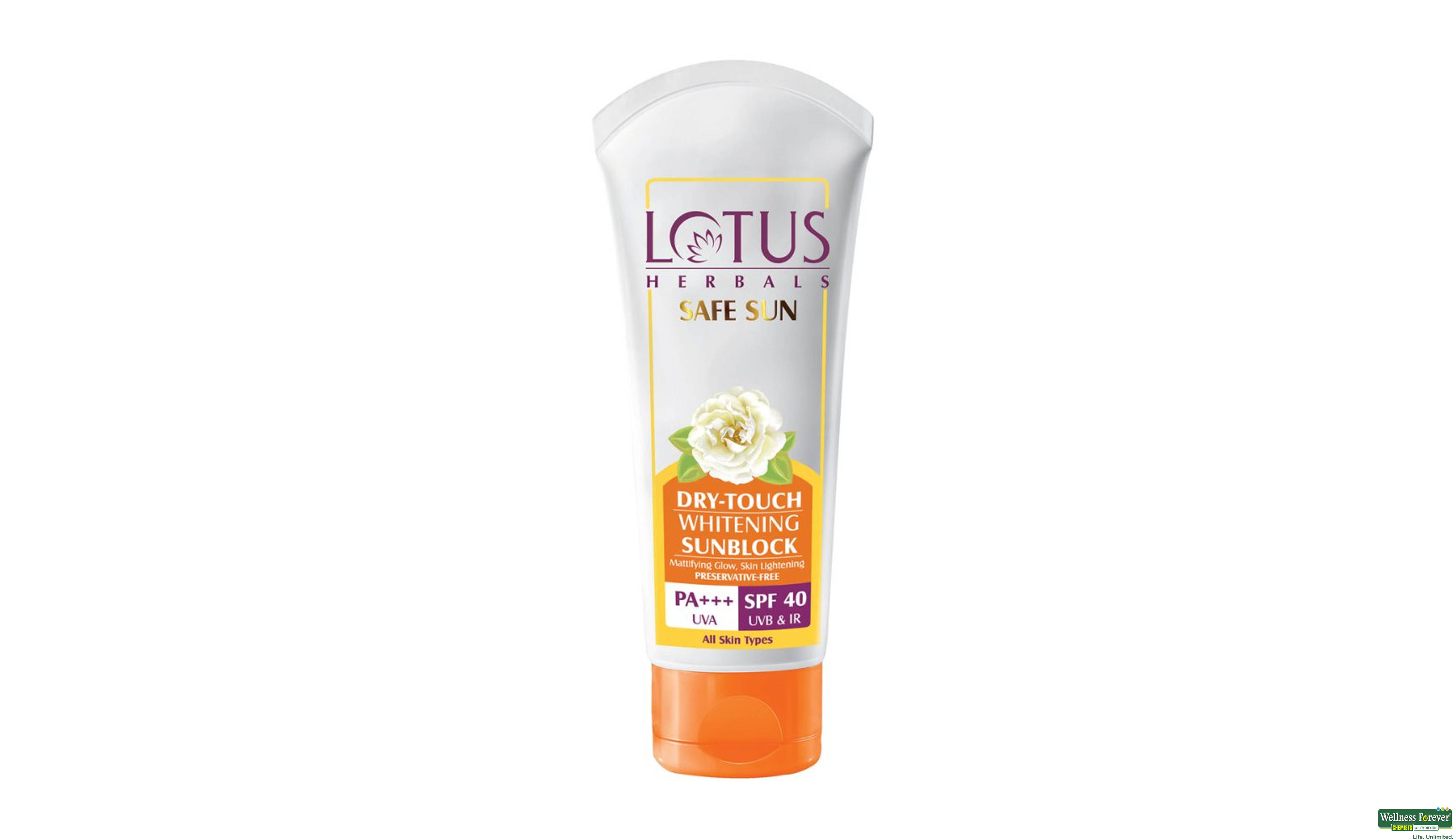 LOTUS F/CRM SAFE SUN DRY TOUCH WHIT CREAM SPF40 50GM- 1, 50GM, 