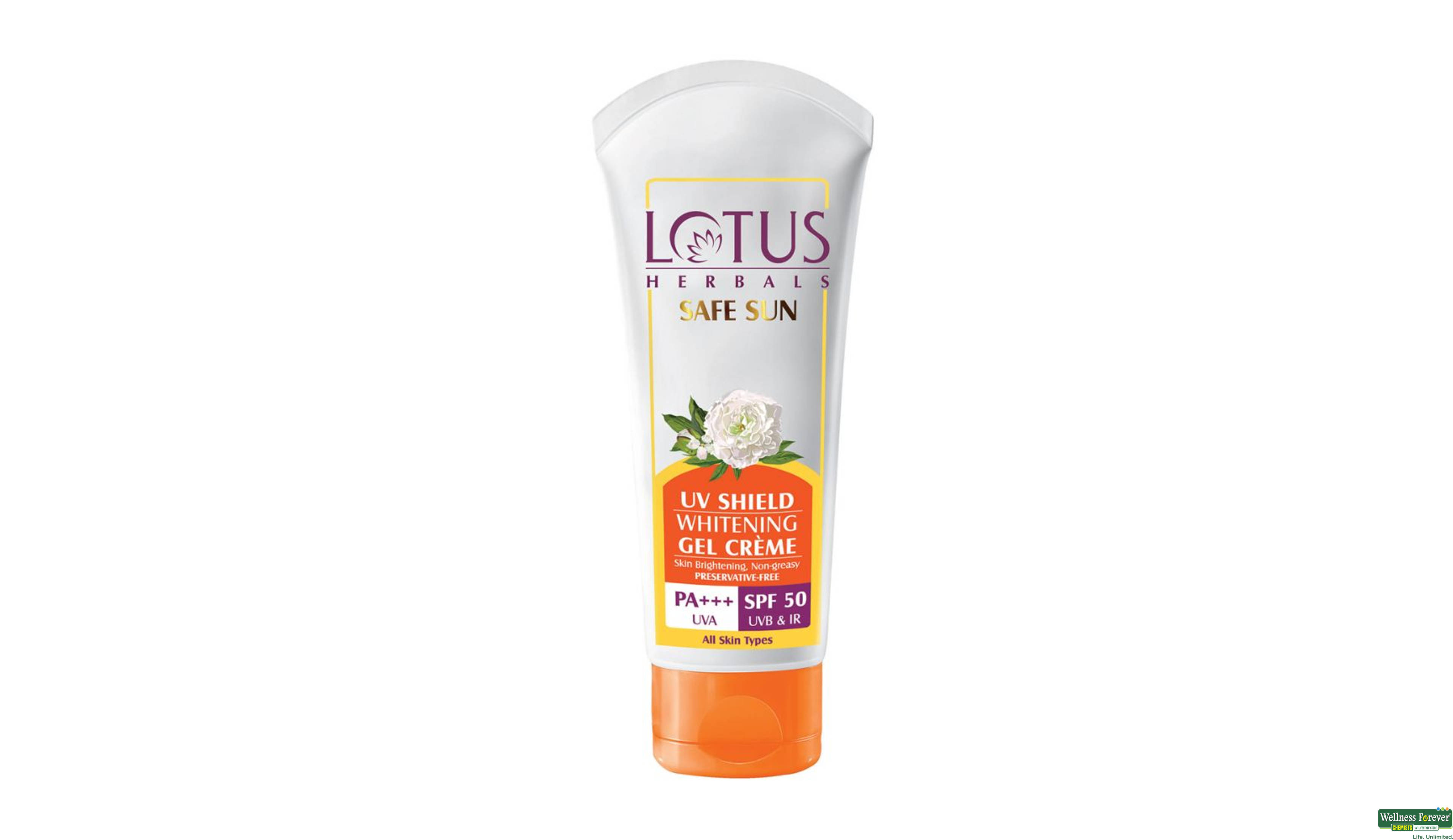 LOTUS F/CRM SAFE SUN UV SHIELD WHIT CREAM SPF50 50GM- 1, 50GM, 