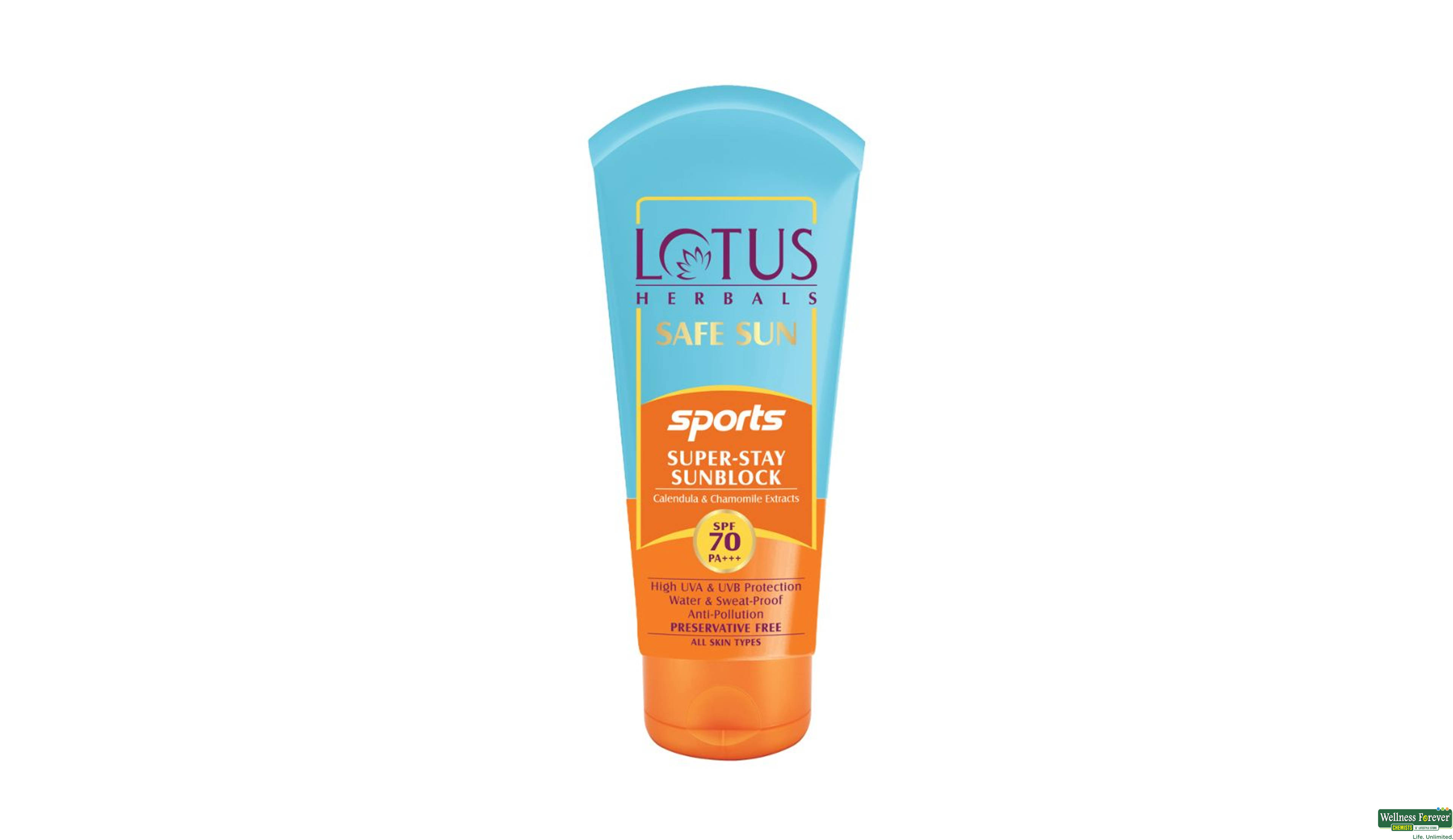 LOTUS F/CRM SAFE SUN SPORTS SUPER STAY CREAM SPF70 80GM- 1, 80GM, 