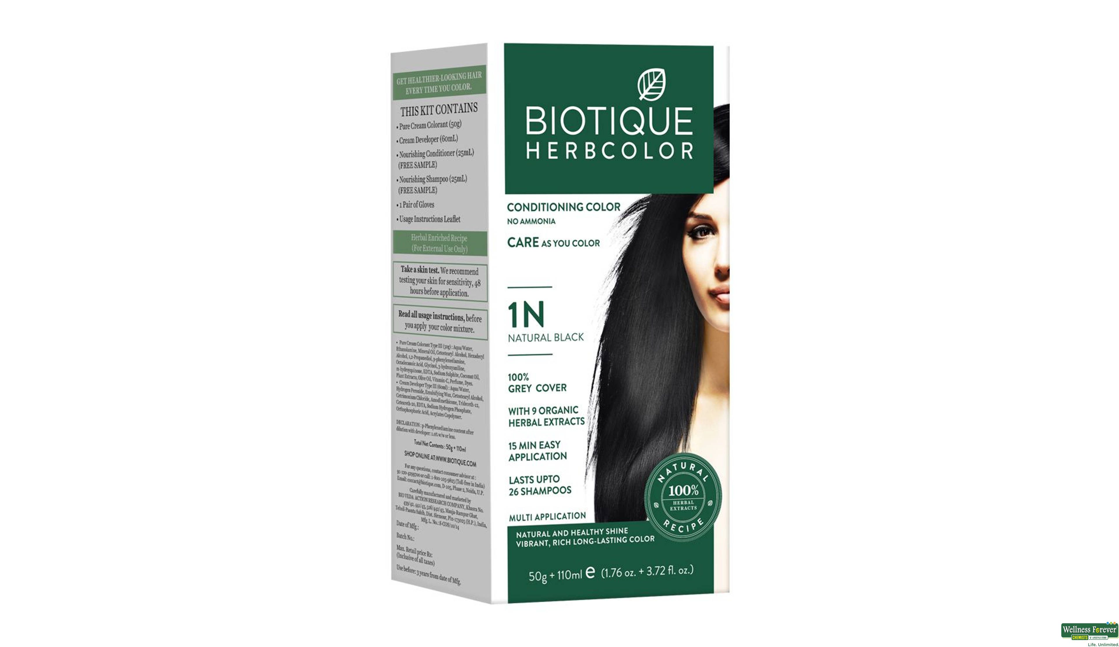 BIOT HR/CLR NATURAL BLACK 1N 110ML- 1, 110ML, 