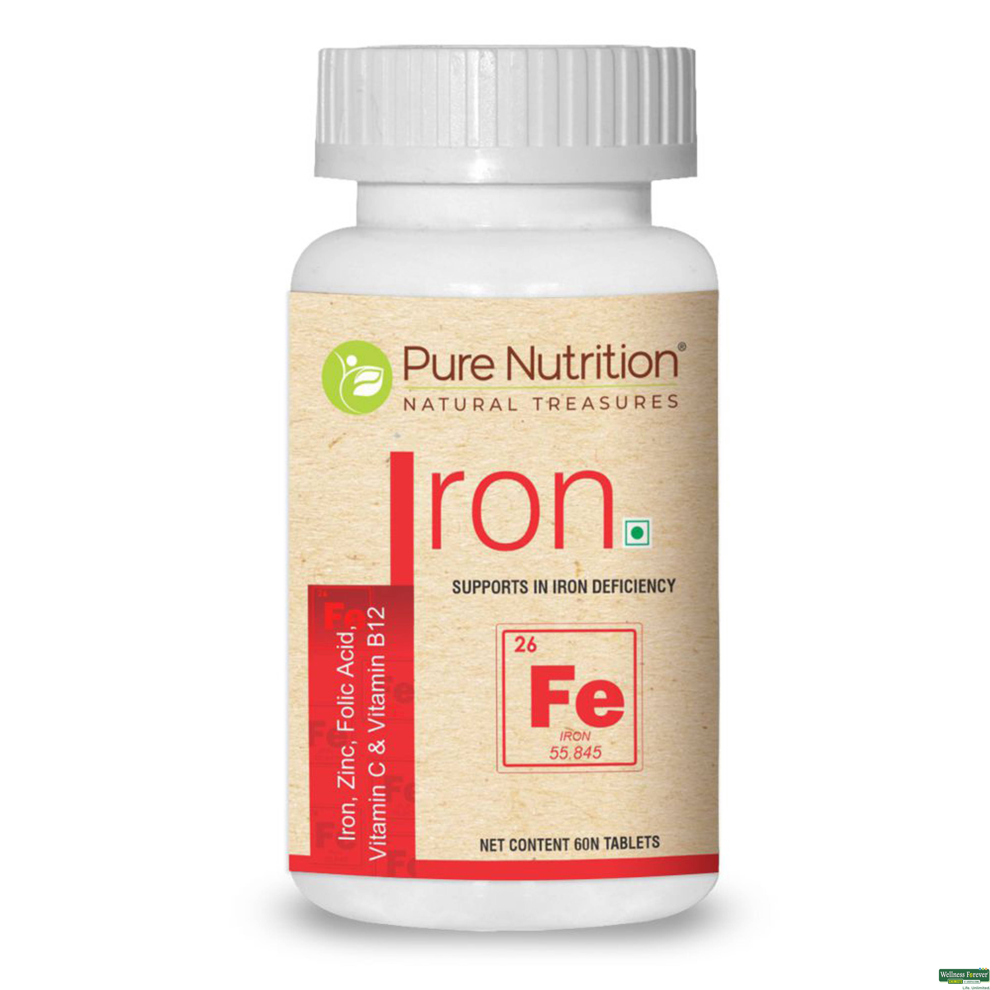 Pure Nutrition Iron Supplement 60 Tablets-image