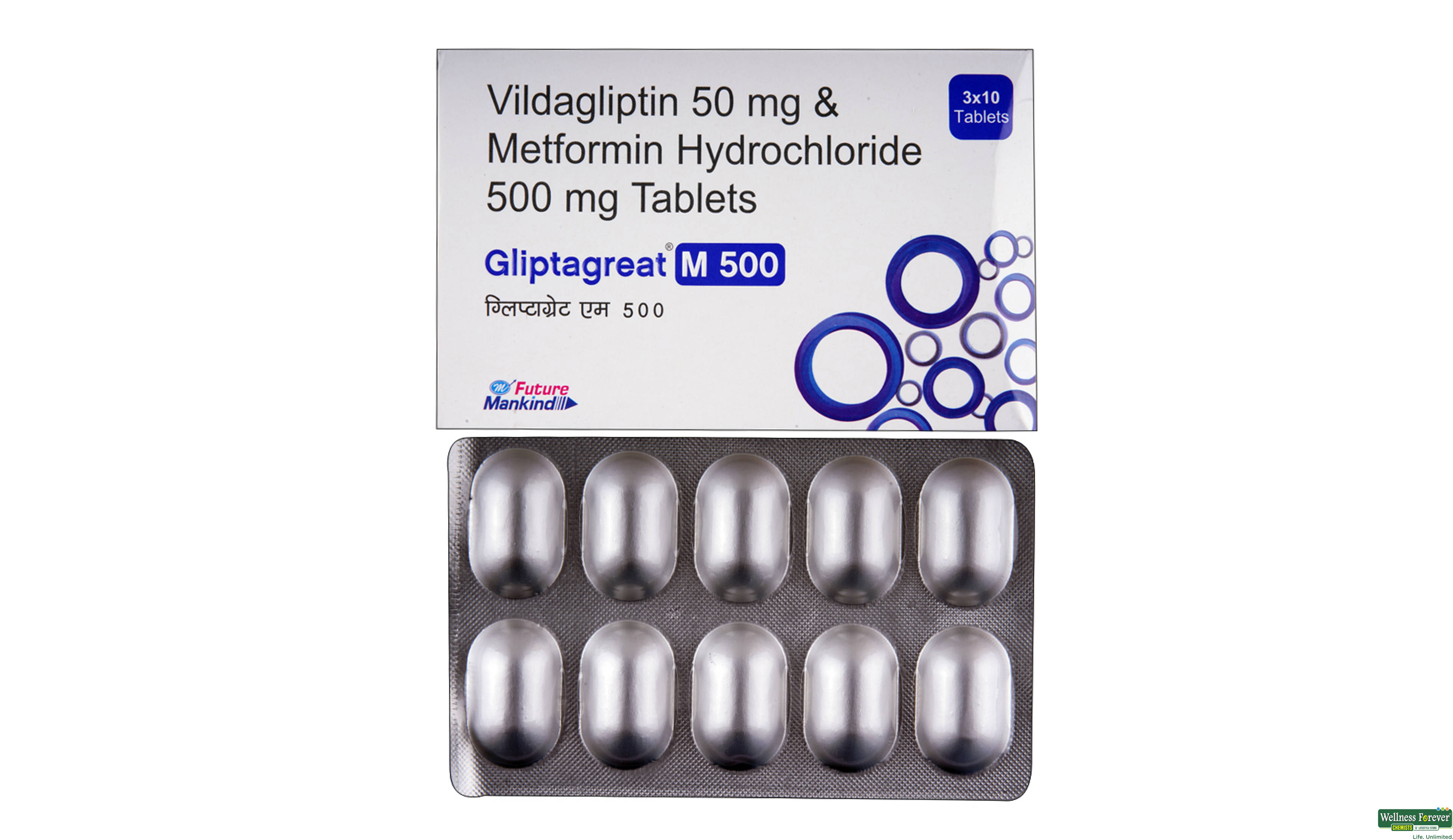 GLIPTAGREAT-M 500MG 10TAB- 1, 10TAB, 