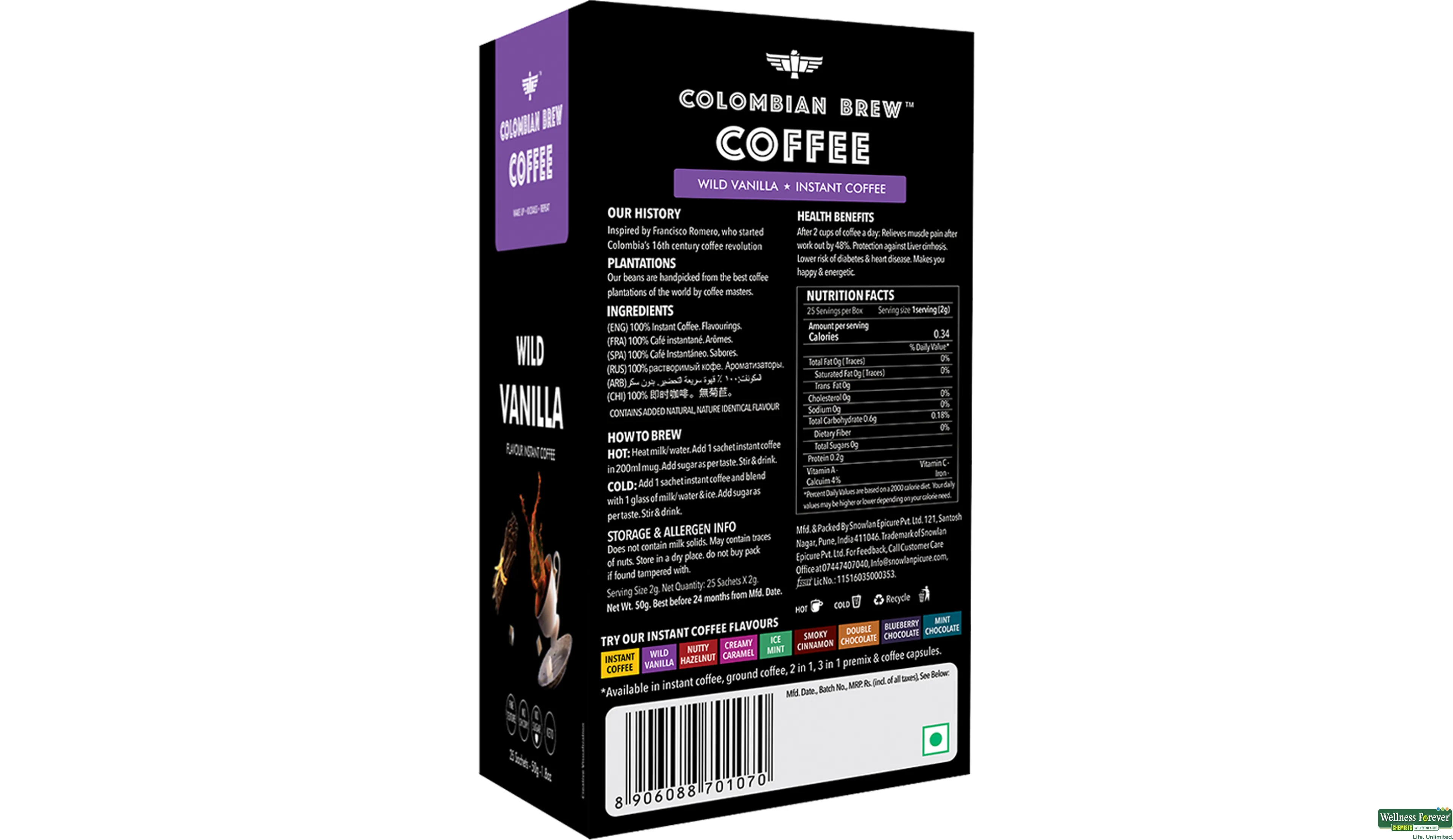 COLOMBIAN COFFEE WILD VANILLA 50GM- 2, 50GM, 