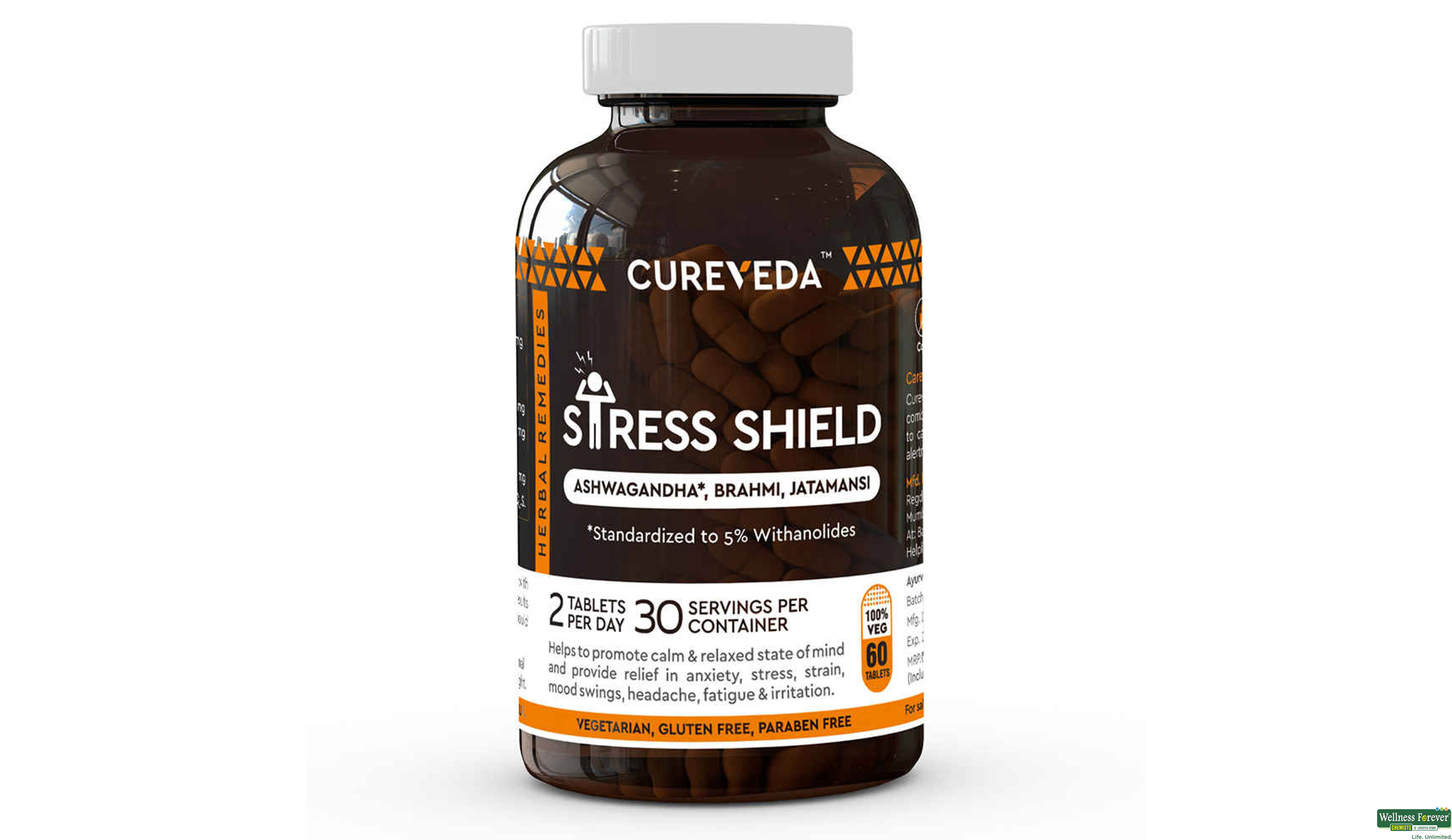 CUREVEDA STRESS SHIELD 60TAB- 1, 60TAB, 