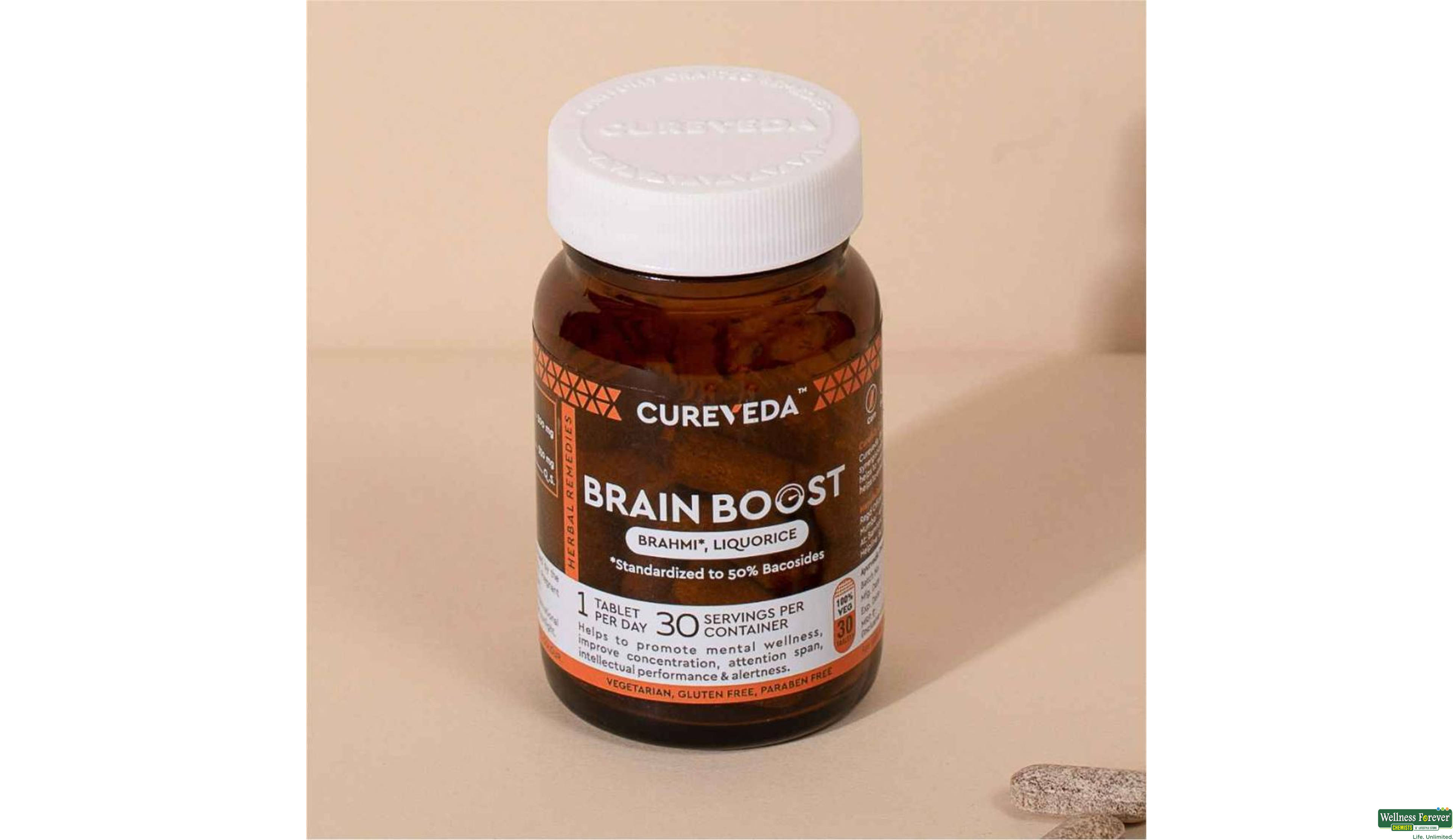 CUREVEDA BRAIN BOOST 30TAB- 2, 30TAB, 