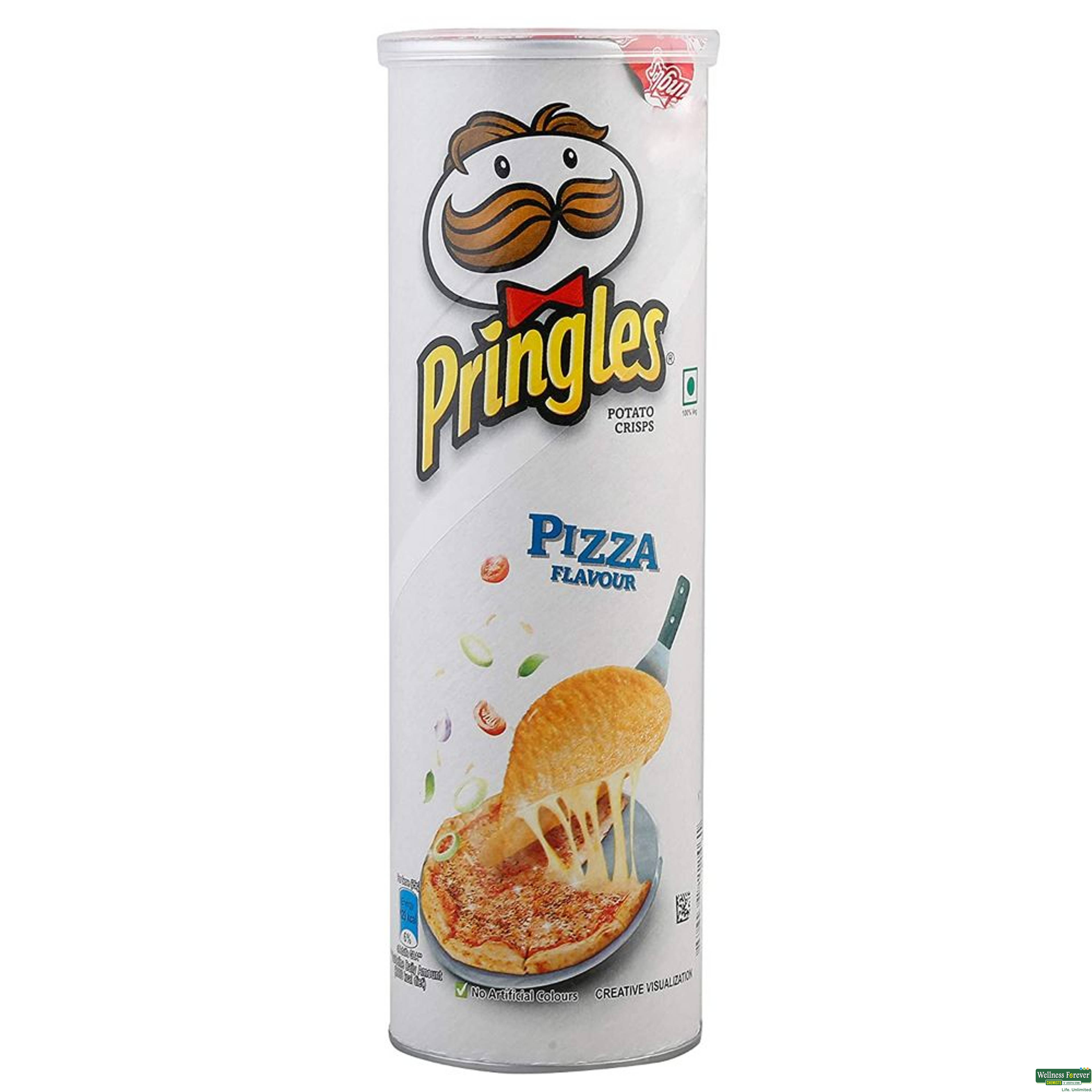 Pringles Potato Chips, Pizza Flavour, 107 g-image