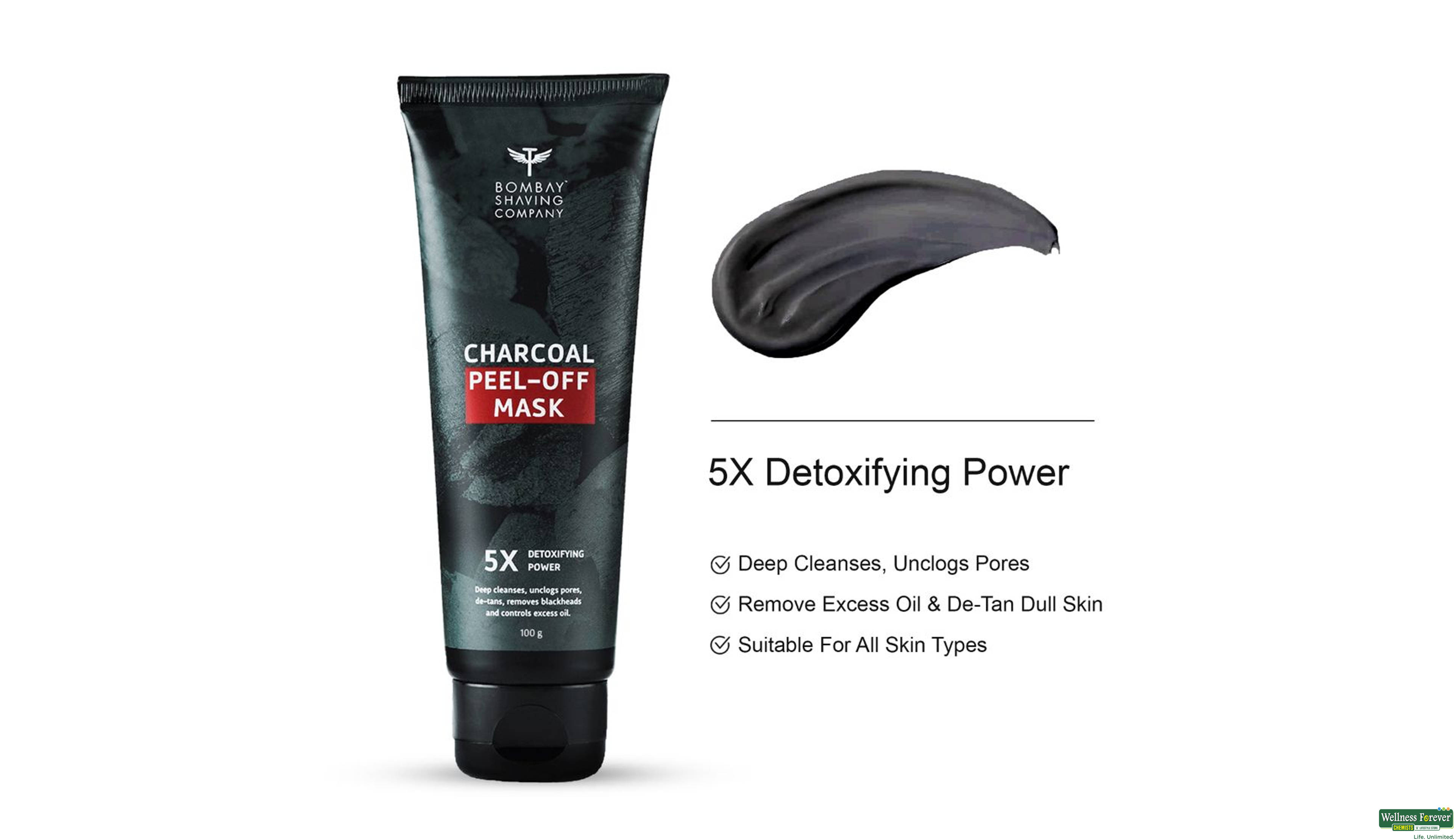 BOMBAY SHAVING F/MASK PEEL OFF CHARCOAL 100GM- 2, 100ML, 