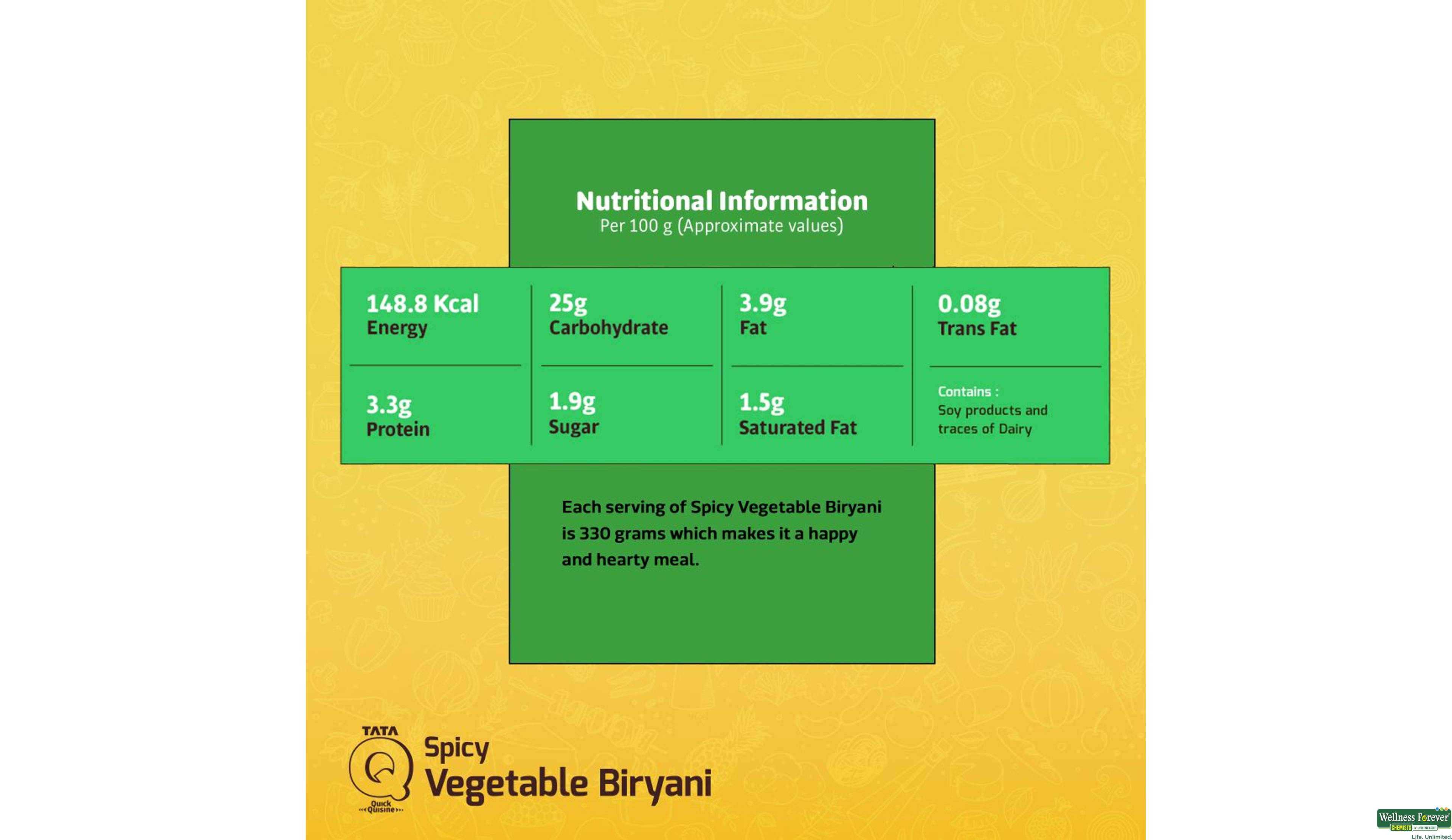 TATA Q READY/EAT VEG BIRYANI 330GM- 7, 330GM, null