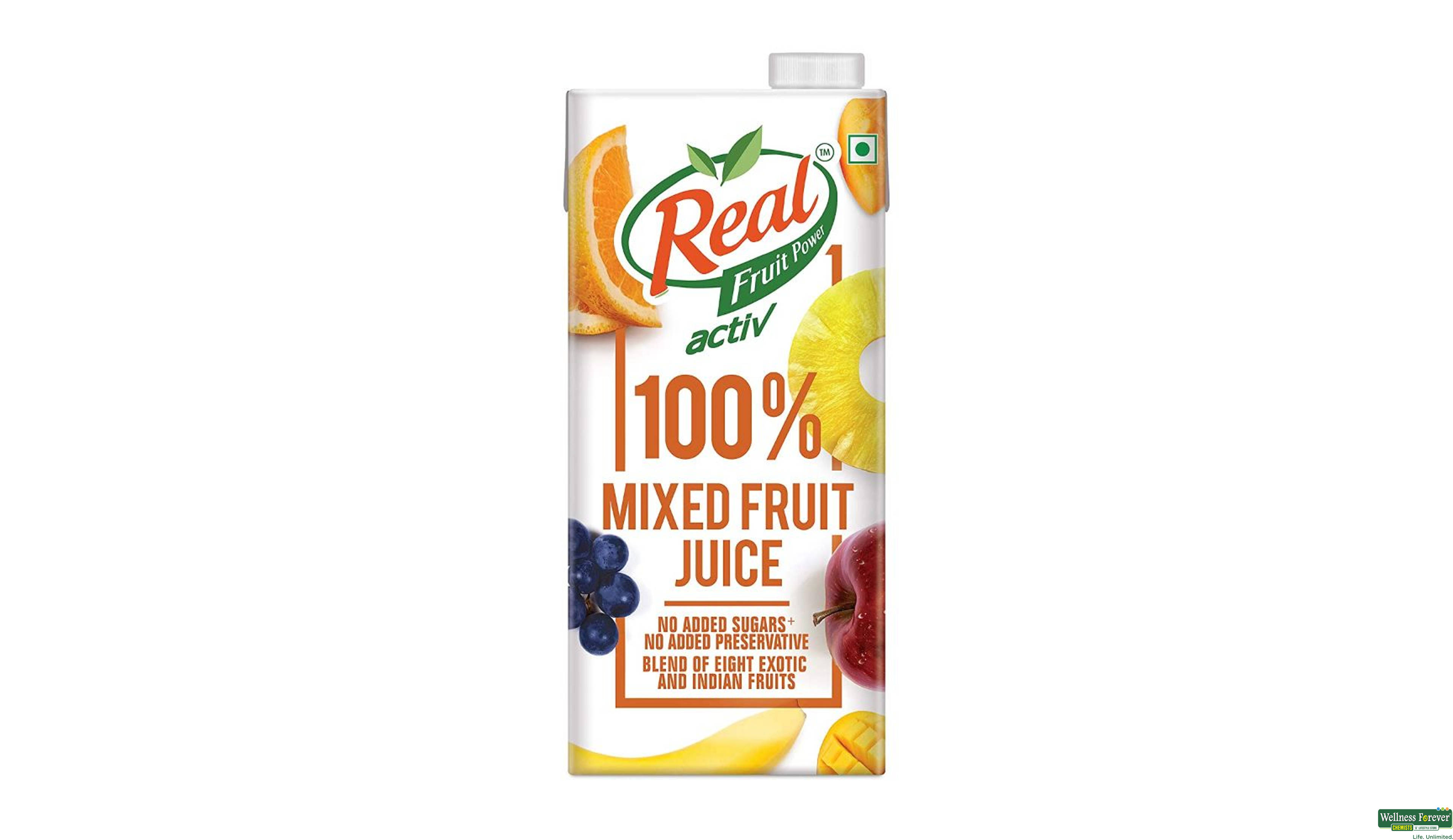 REAL JUICE ACTIVE 100% MIX FRUIT 1LTR- 1, 1LTR, 