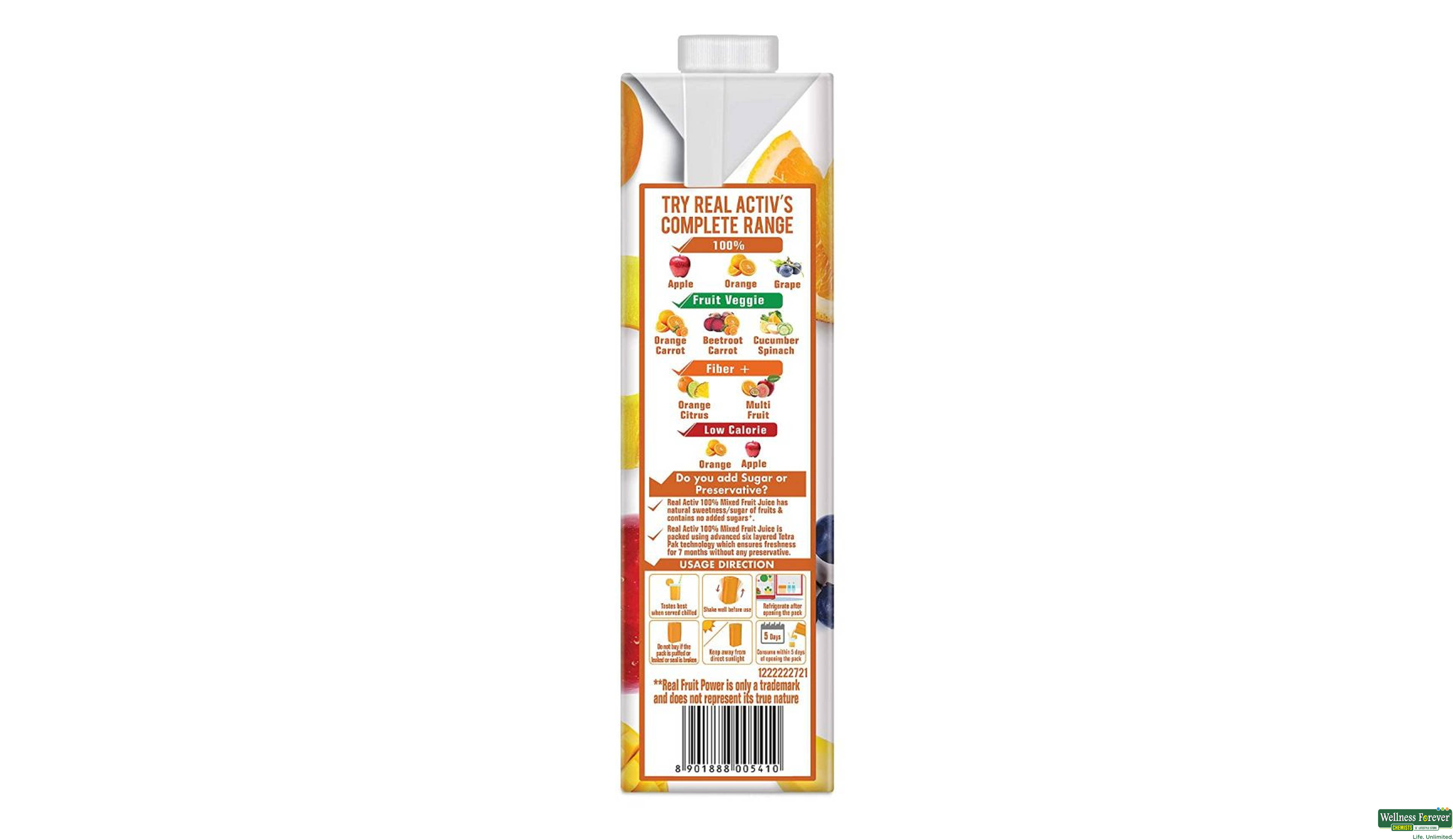 REAL JUICE ACTIVE 100% MIX FRUIT 1LTR- 2, 1LTR, 