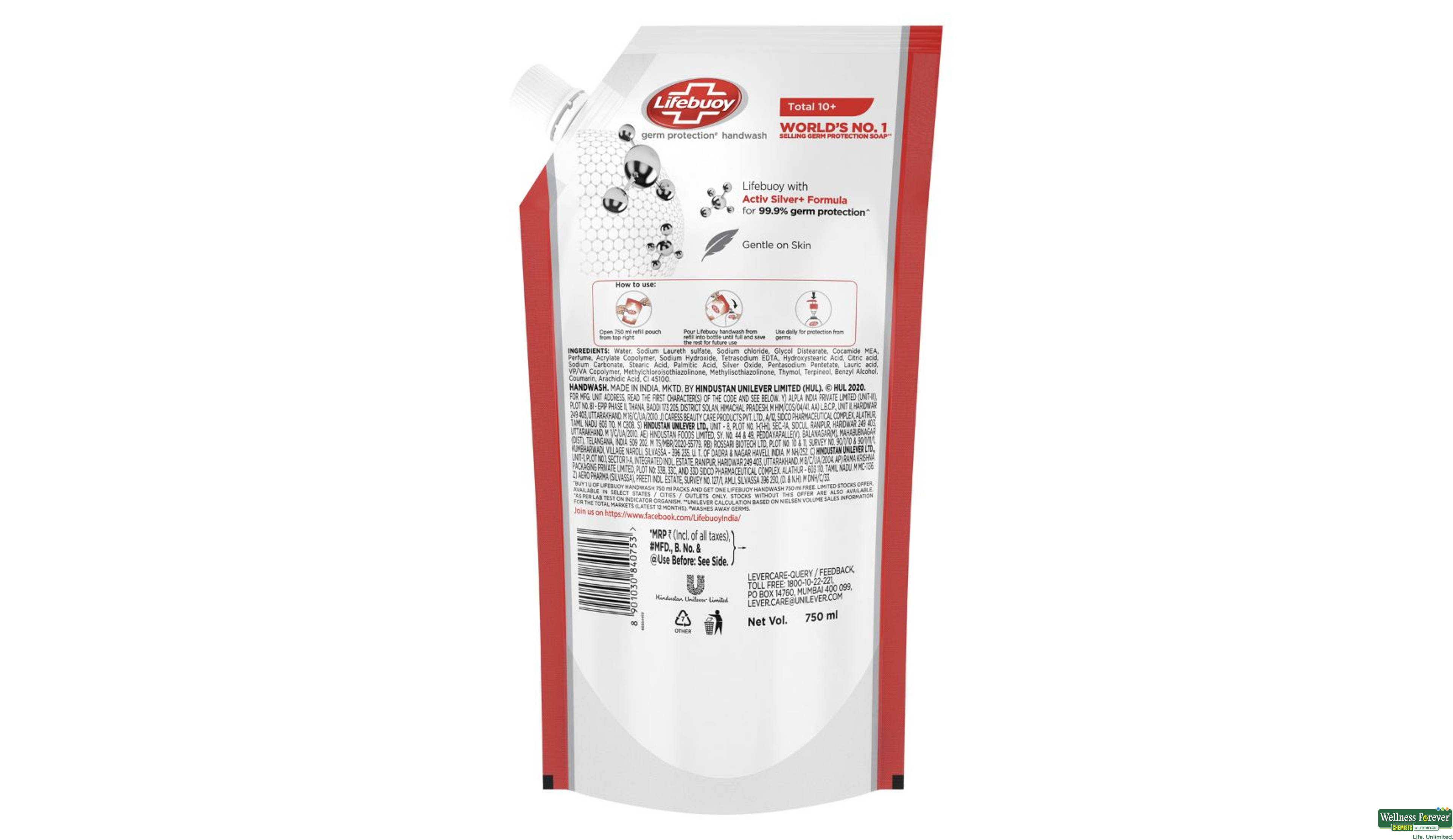 LIFEBUOY H/WASH TOTAL REF 675ML- 3, 675ML, 
